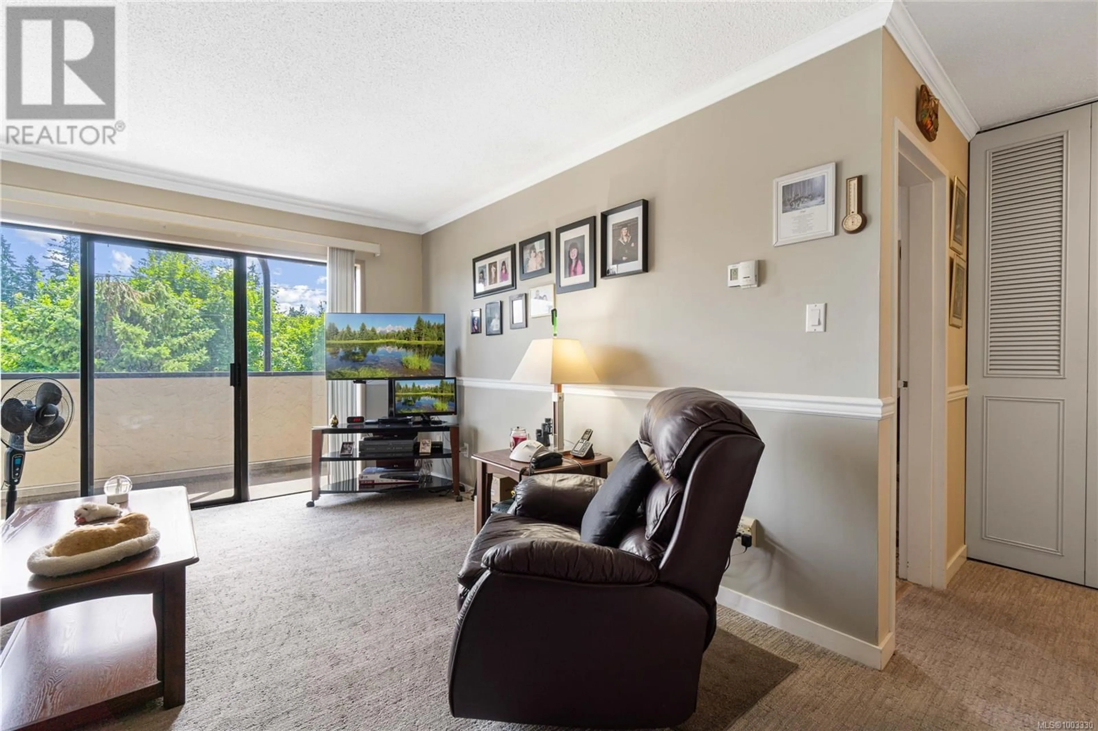 Living room with furniture, carpet floor for 203 - 550 BRADLEY STREET, Nanaimo British Columbia V9S1C1