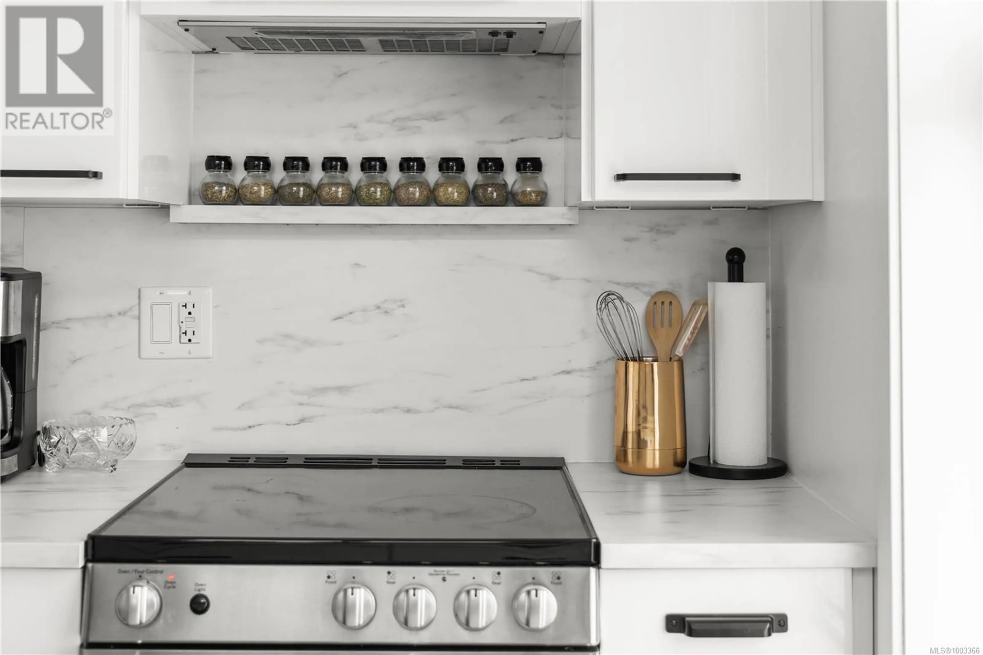 Contemporary kitchen, ceramic/tile floor for 404 - 356 GORGE ROAD EAST, Victoria British Columbia V8T2W2