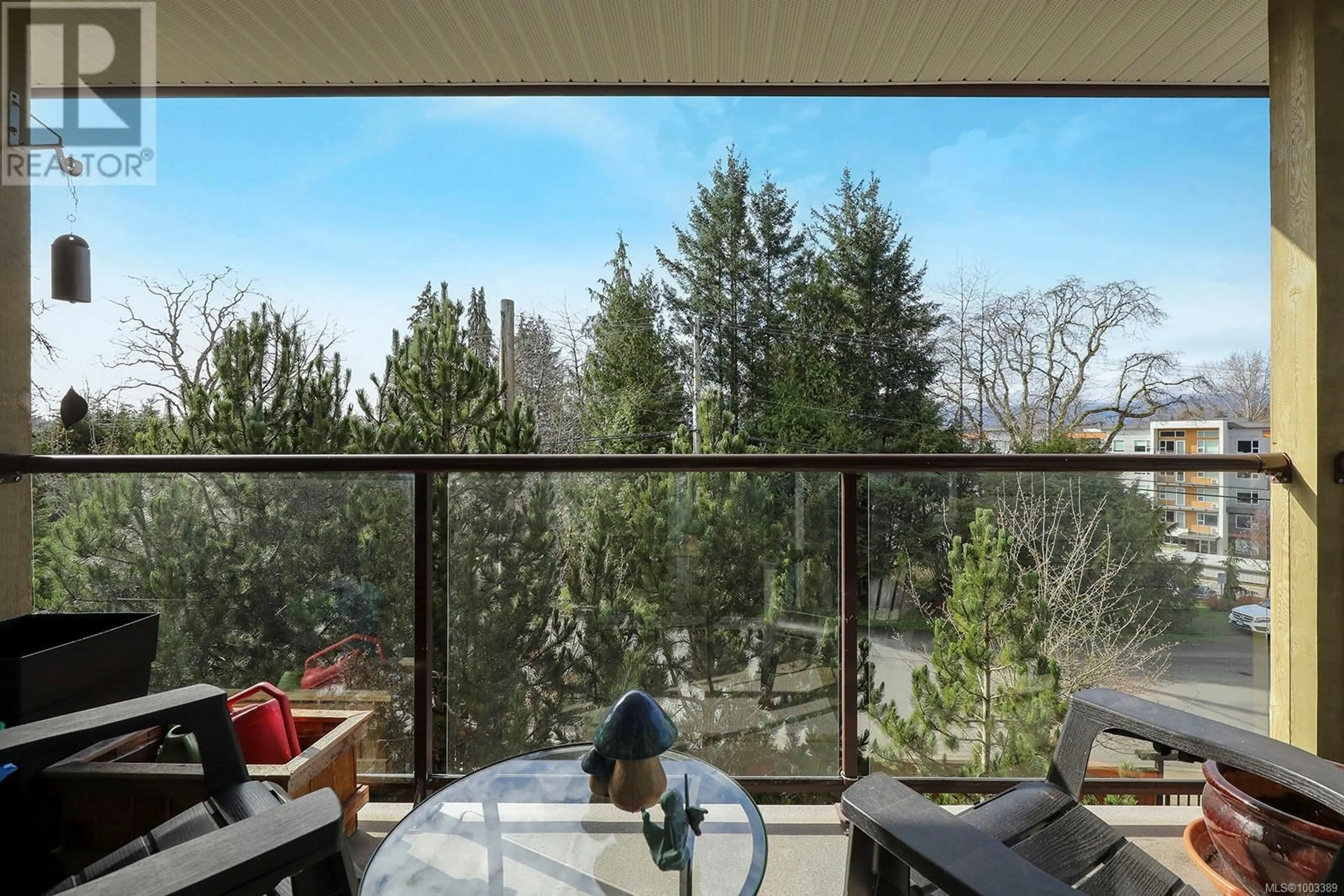 Balcony in the apartment, forest/trees view for 122 - 930 BRAIDWOOD ROAD, Courtenay British Columbia V9N3R9