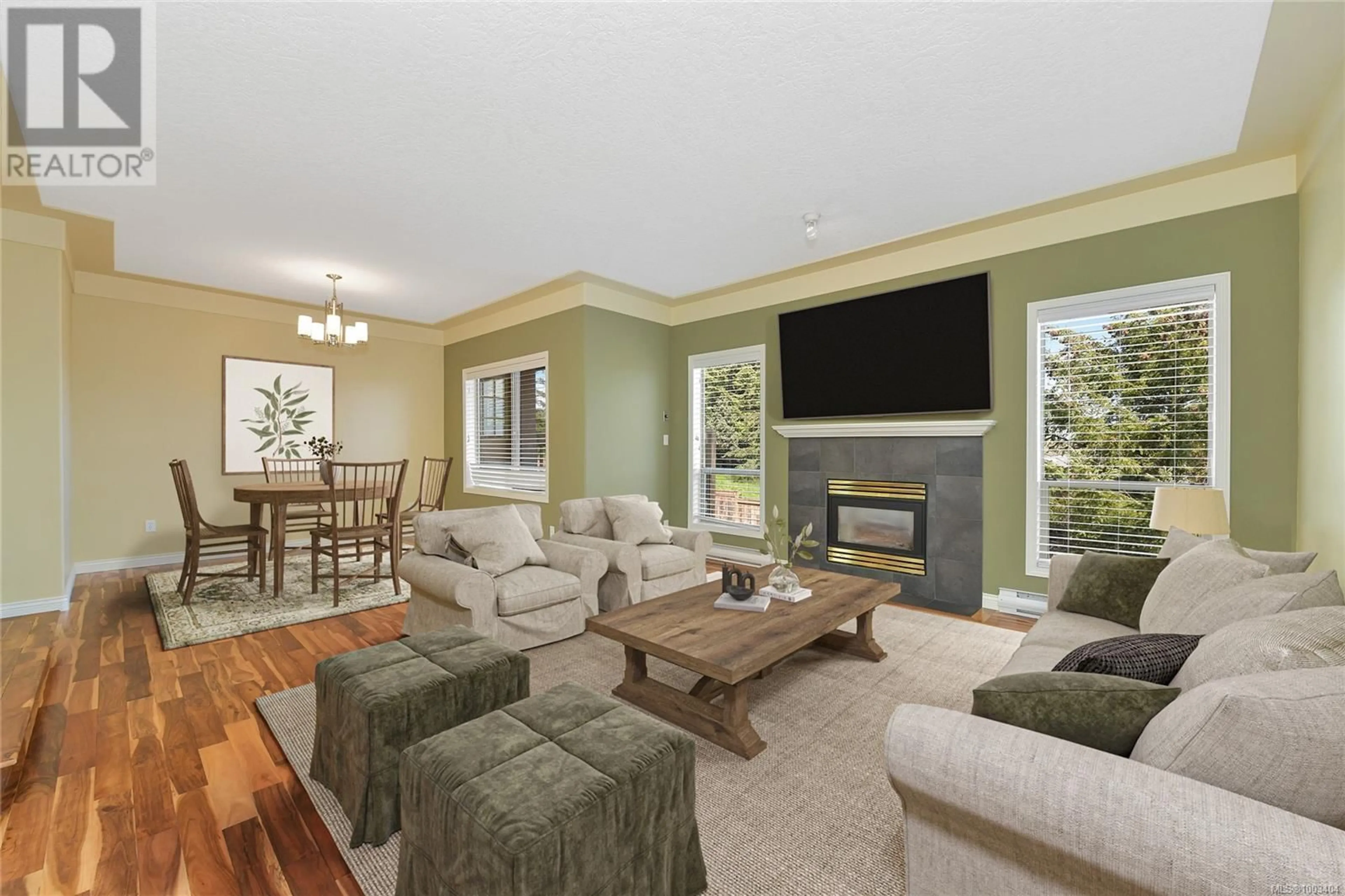 Living room with furniture, wood/laminate floor for 3980 HELEN ROAD, Saanich British Columbia V8Z5C5