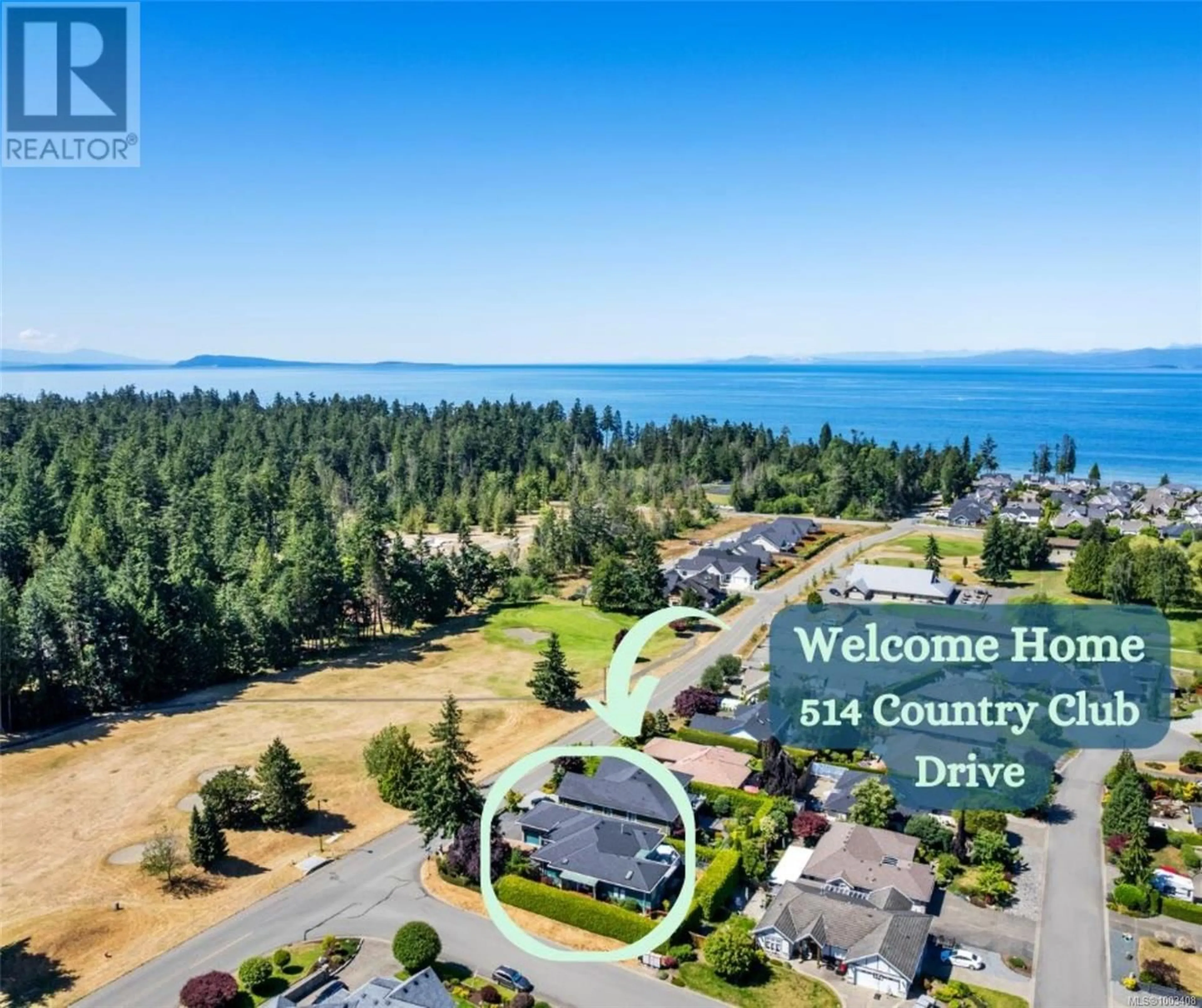 A pic from outside/outdoor area/front of a property/back of a property/a pic from drone, water/lake/river/ocean view for 514 COUNTRY CLUB DRIVE, Qualicum Beach British Columbia V9K2J9