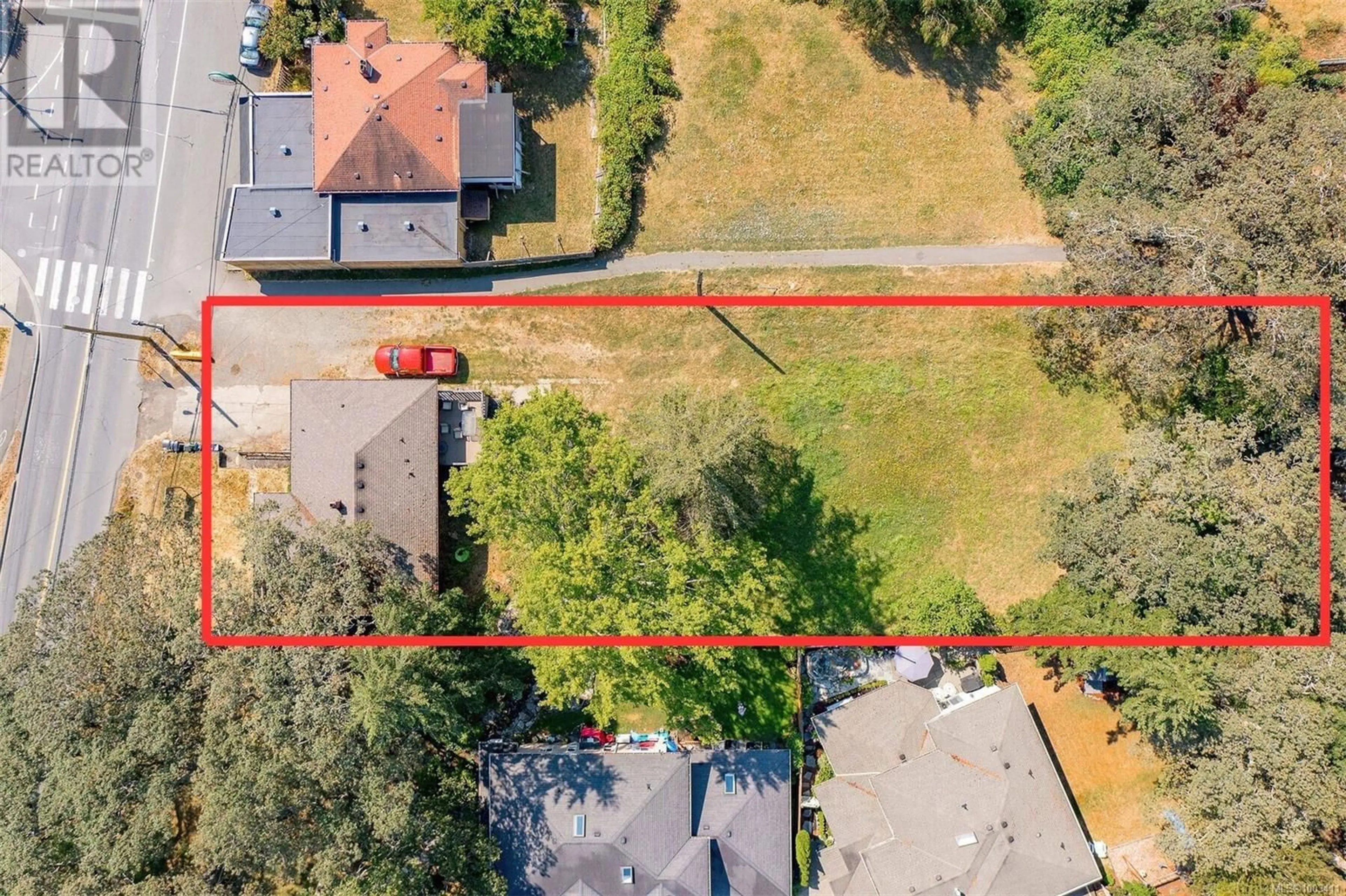 A pic from outside/outdoor area/front of a property/back of a property/a pic from drone, street for 3494 CEDAR HILL ROAD, Saanich British Columbia V8P3Z1