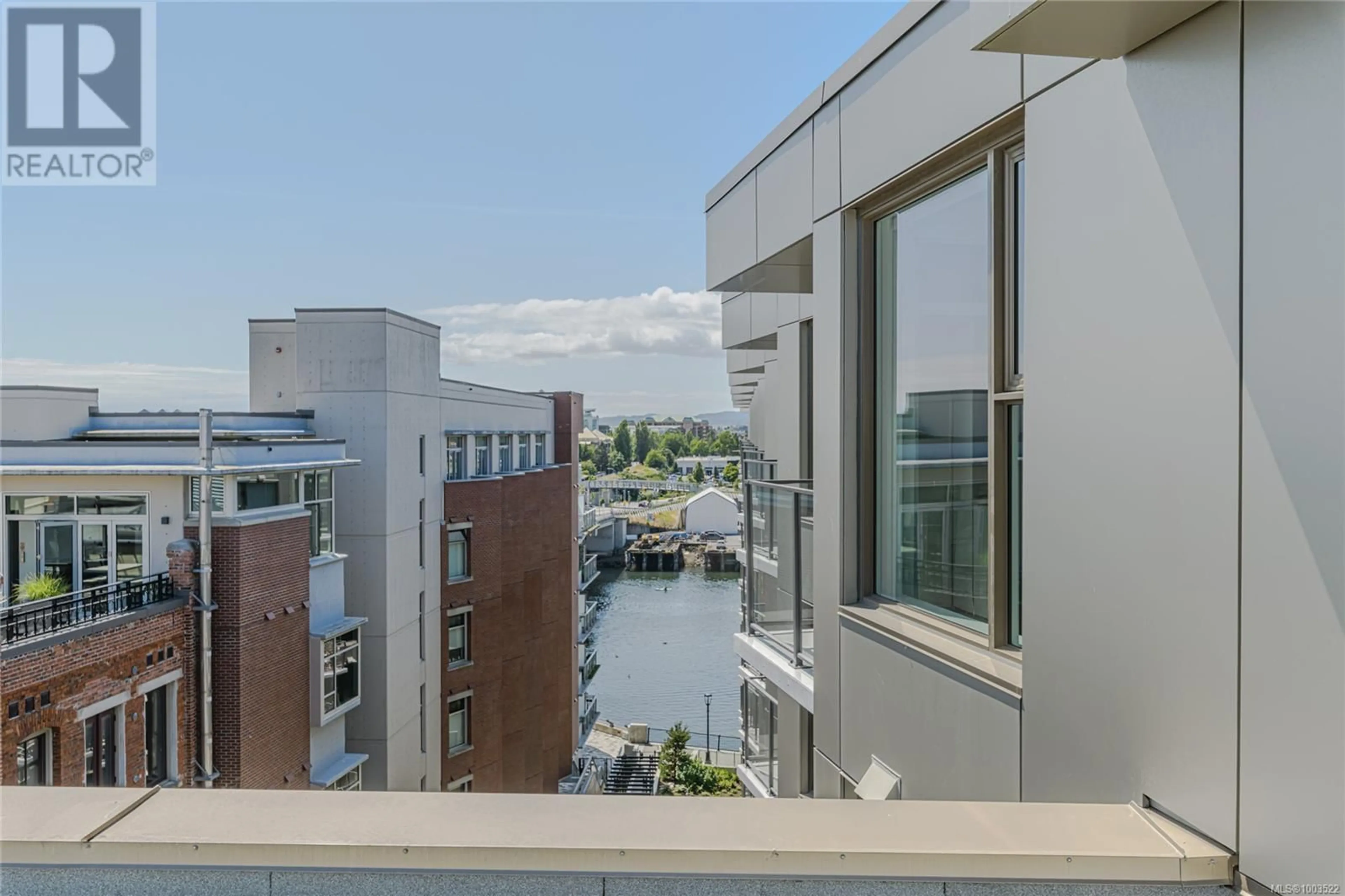 Balcony in the apartment, city buildings view from balcony for 900 - 1628 STORE STREET, Victoria British Columbia V8W0H1