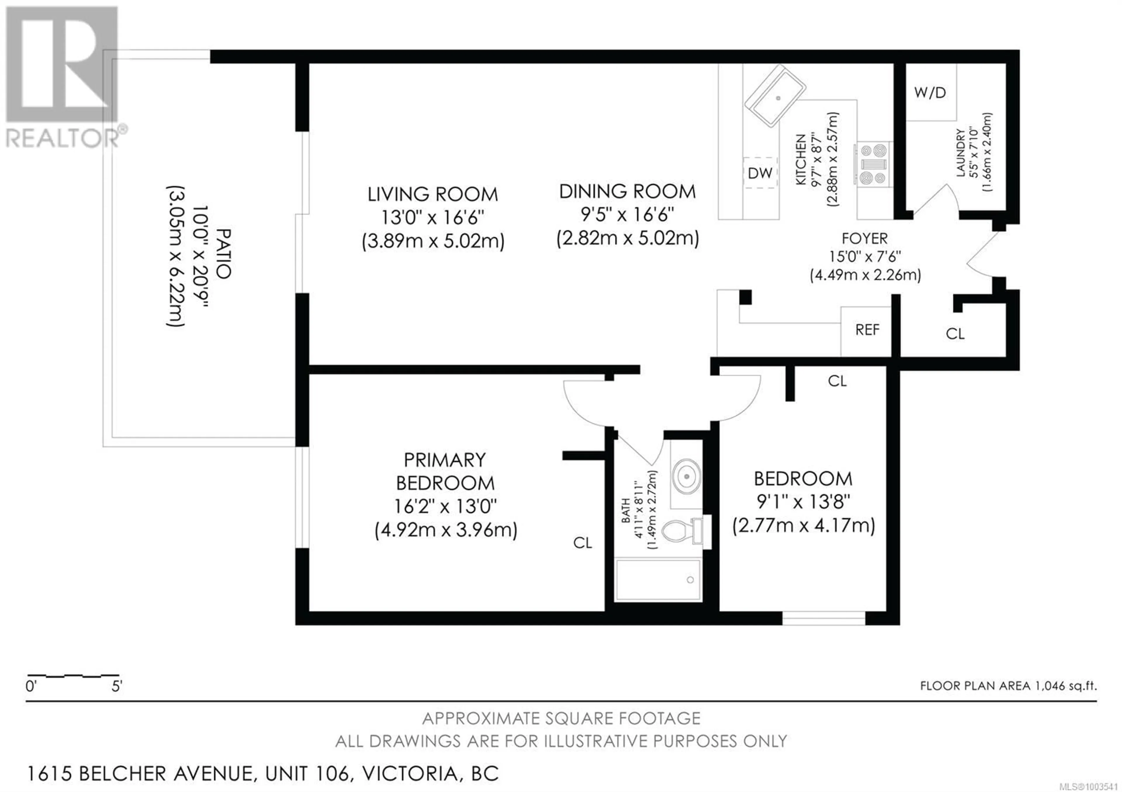 Floor plan for 106 - 1615 BELCHER AVENUE, Victoria British Columbia V8R4N2