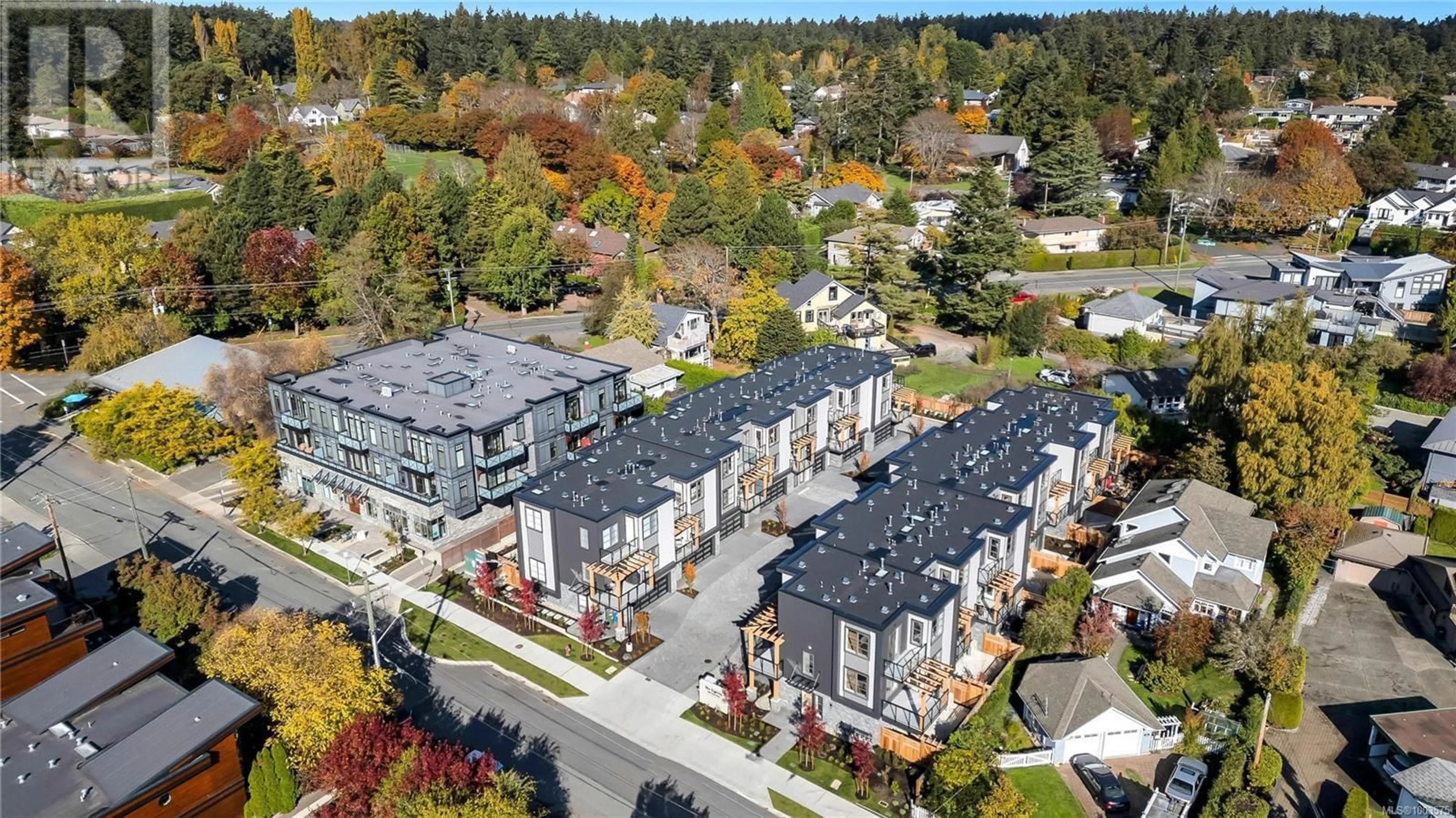 A pic from outside/outdoor area/front of a property/back of a property/a pic from drone, street for 9 - 2590 PENRHYN STREET, Saanich British Columbia V8N1G3