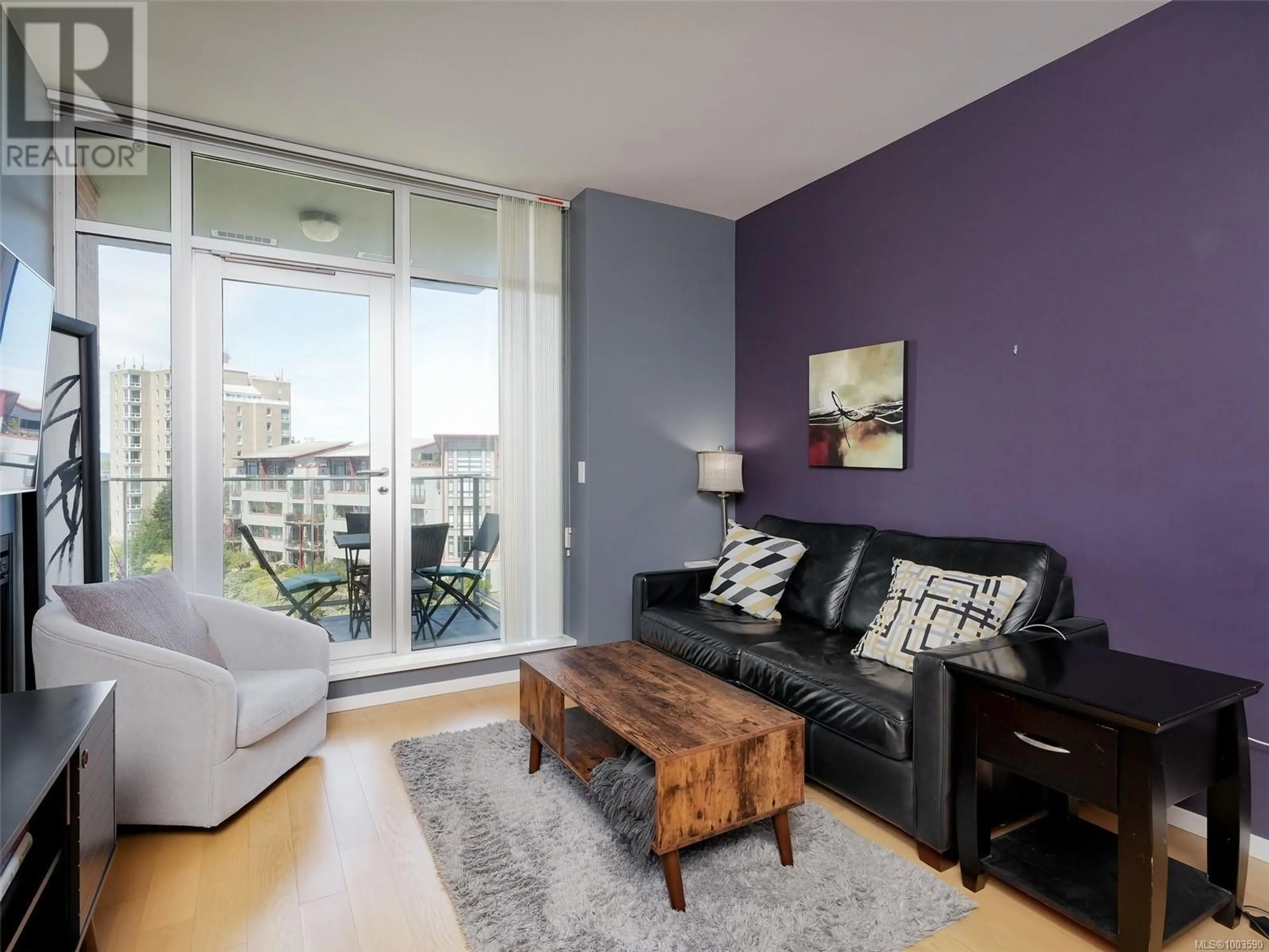 Living room with furniture, wood/laminate floor for 514 - 100 SAGHALIE ROAD, Victoria British Columbia V9A0A1