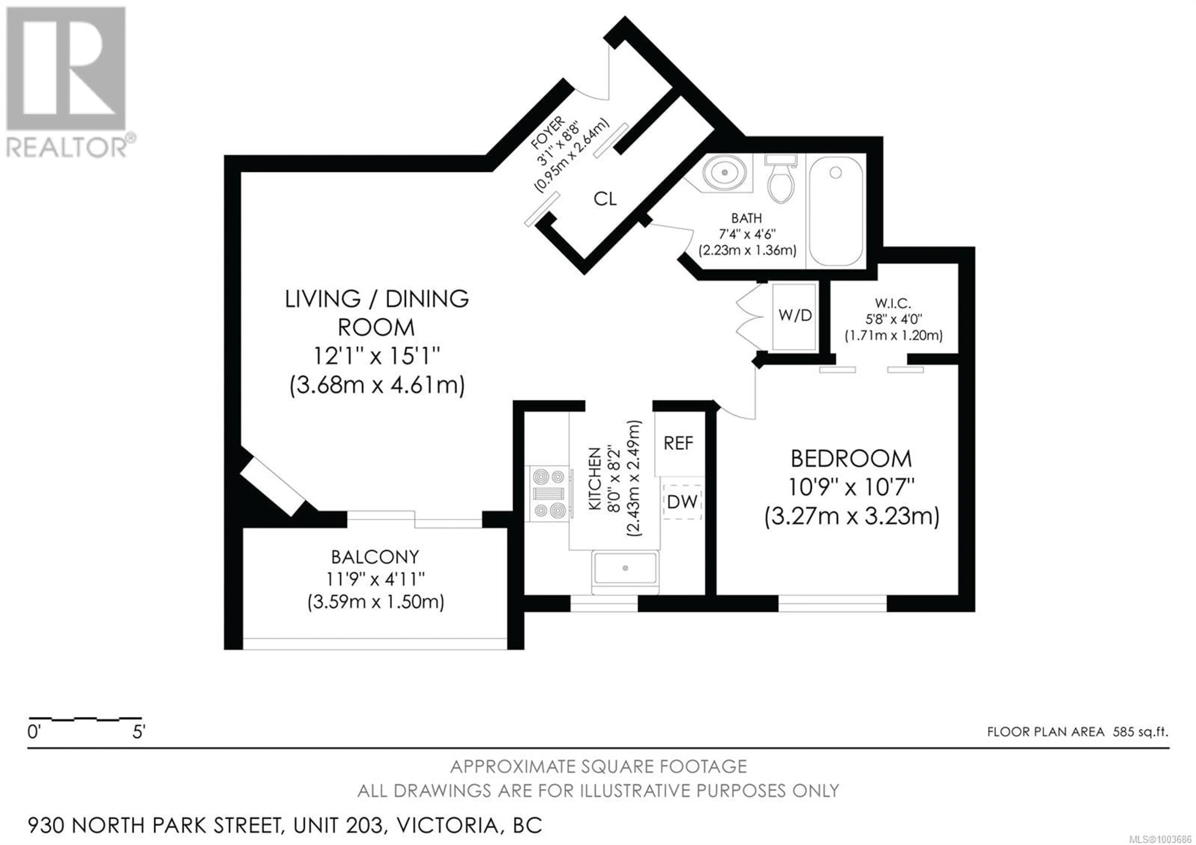Floor plan for 203 - 930 NORTH PARK STREET, Victoria British Columbia V8T1C6