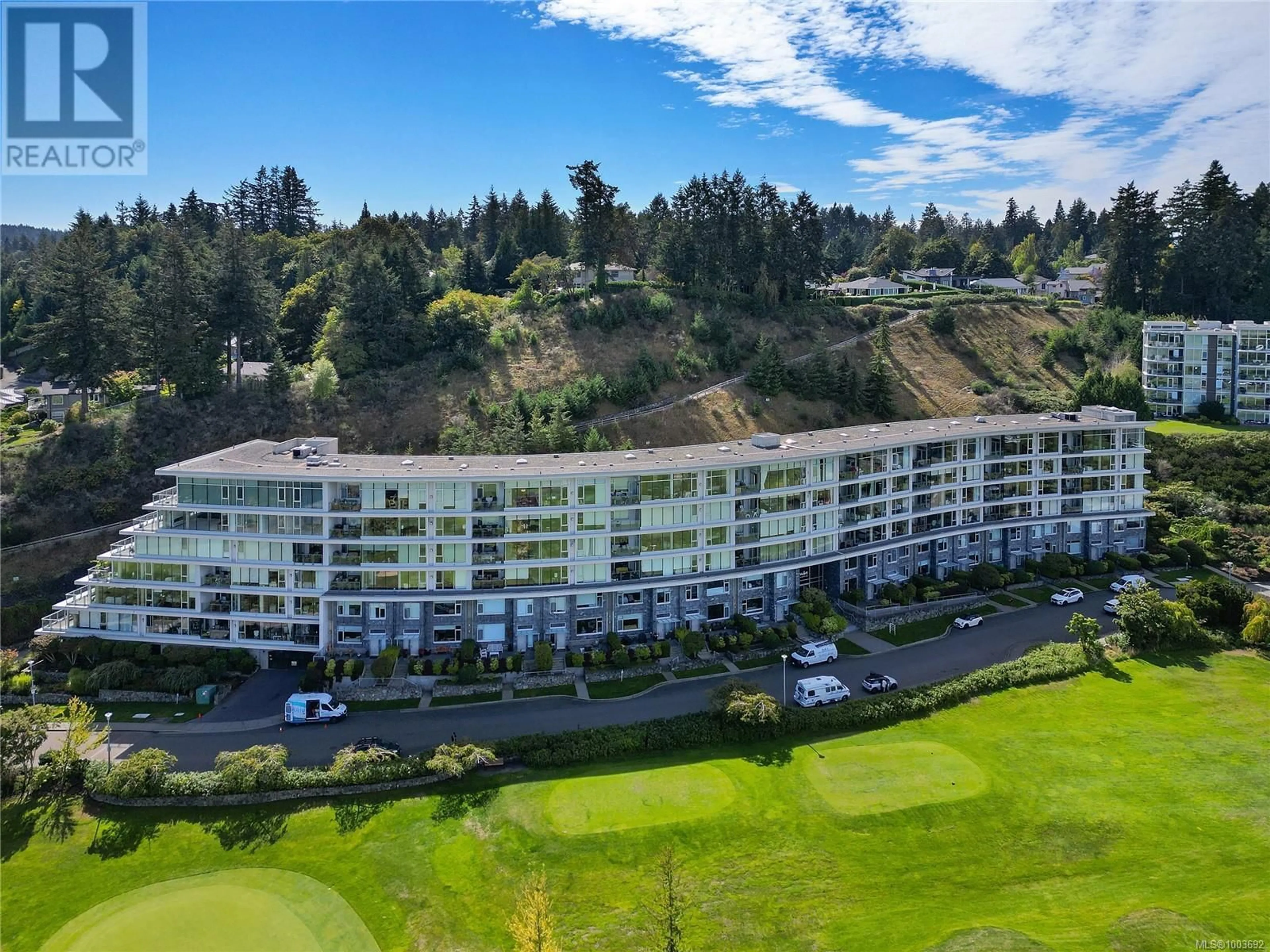 A pic from outside/outdoor area/front of a property/back of a property/a pic from drone, water/lake/river/ocean view for 505 - 5332 SAYWARD HILL CRESCENT, Saanich British Columbia V8Y3H8