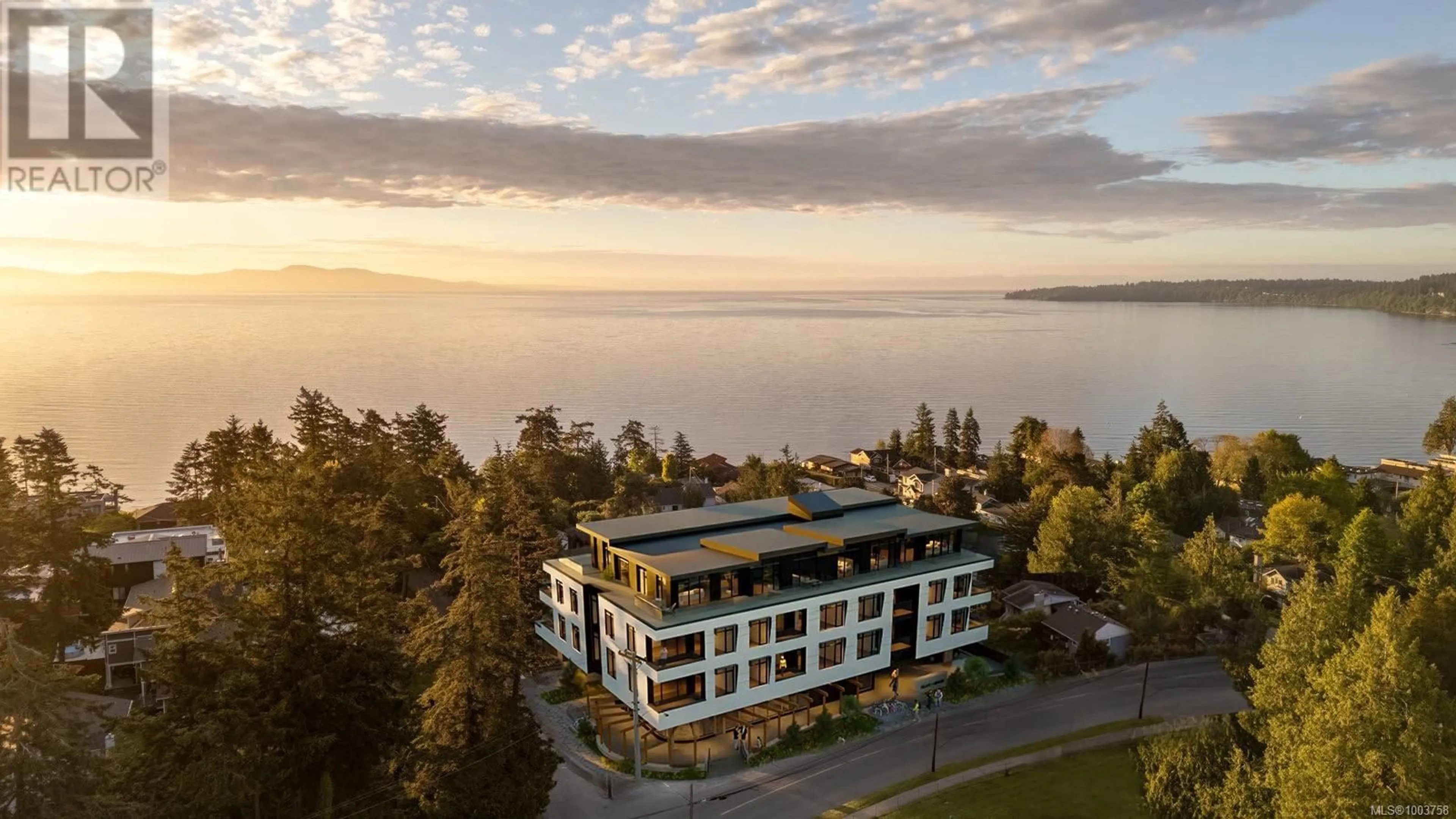A pic from outside/outdoor area/front of a property/back of a property/a pic from drone, water/lake/river/ocean view for 401 - 5229 CORDOVA BAY ROAD, Saanich British Columbia V8Y2L1