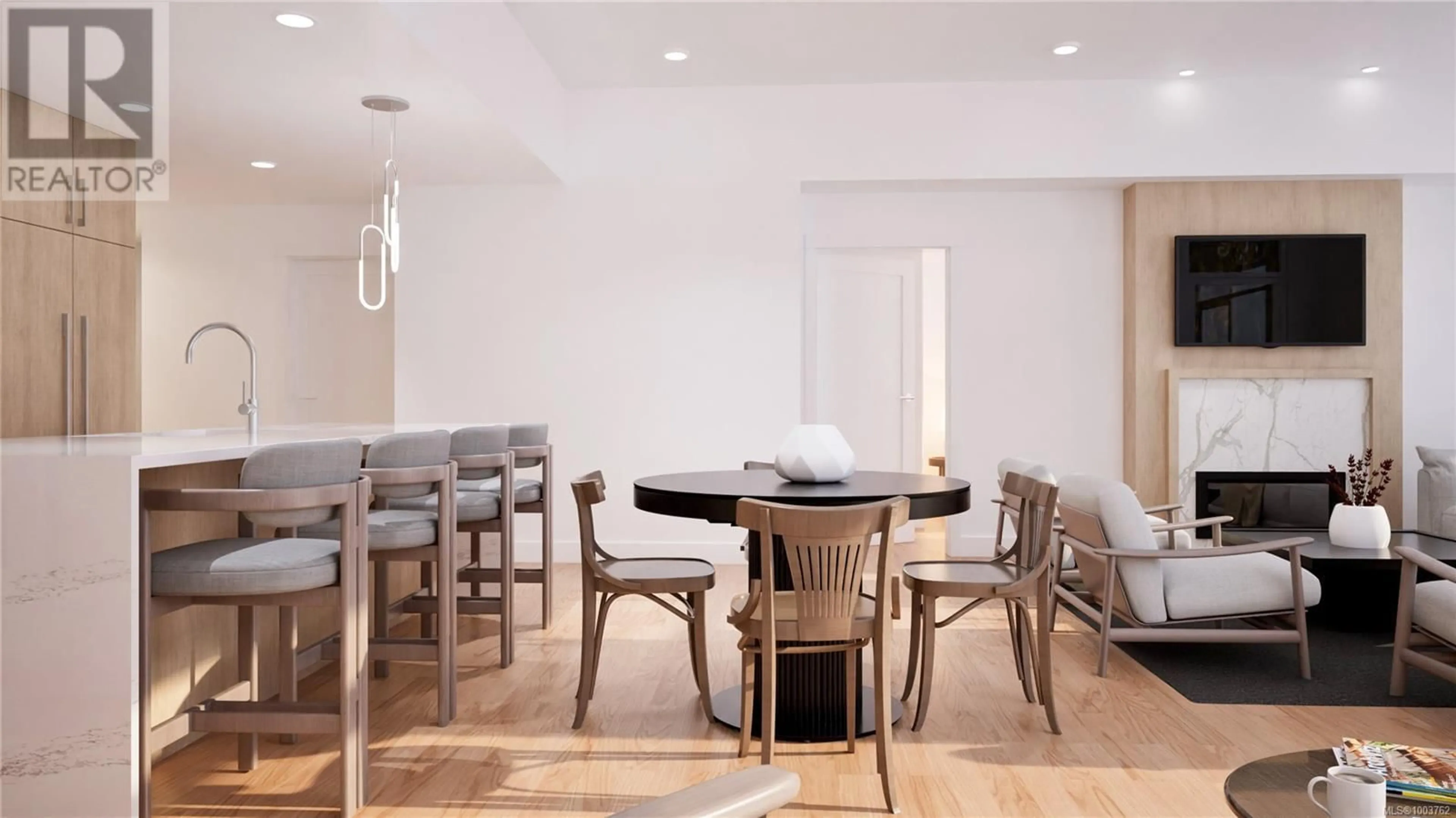 Dining room, wood/laminate floor for 305 - 5229 CORDOVA BAY ROAD, Saanich British Columbia V8Y2L1