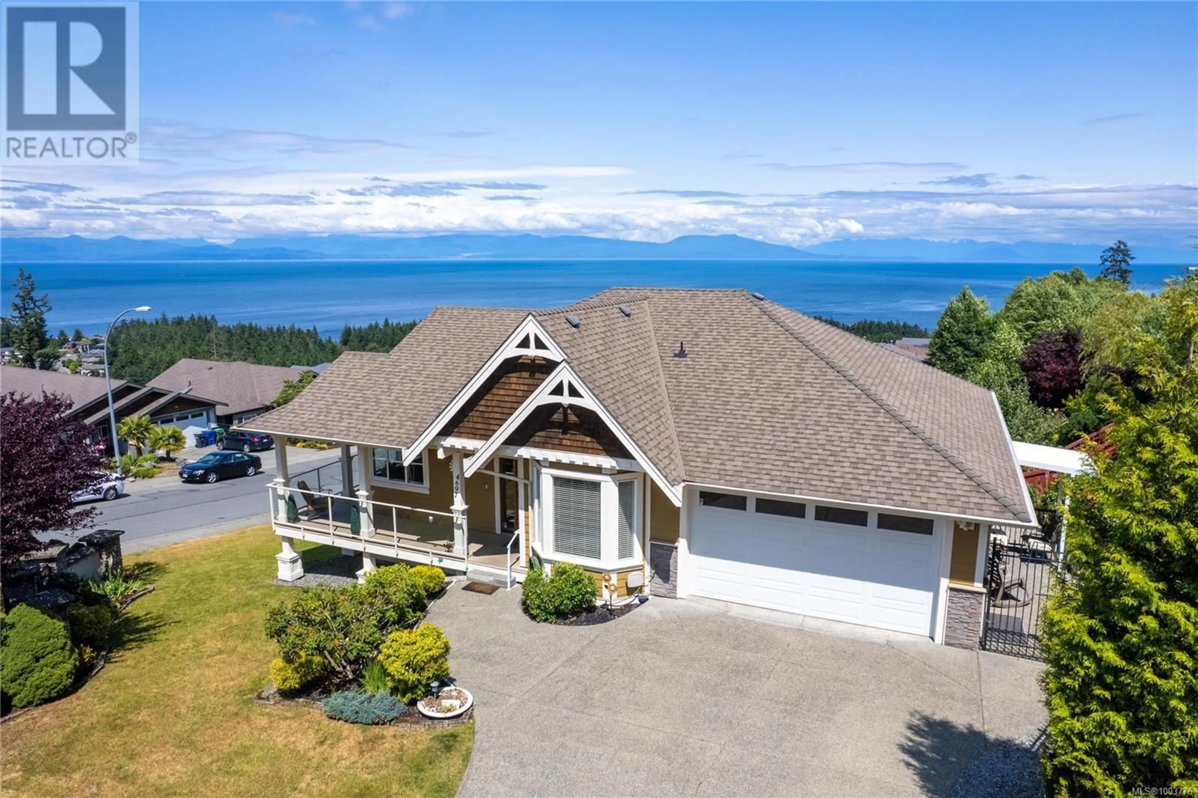A pic from outside/outdoor area/front of a property/back of a property/a pic from drone, water/lake/river/ocean view for 4697 LAGUNA WAY, Nanaimo British Columbia V9T0A7