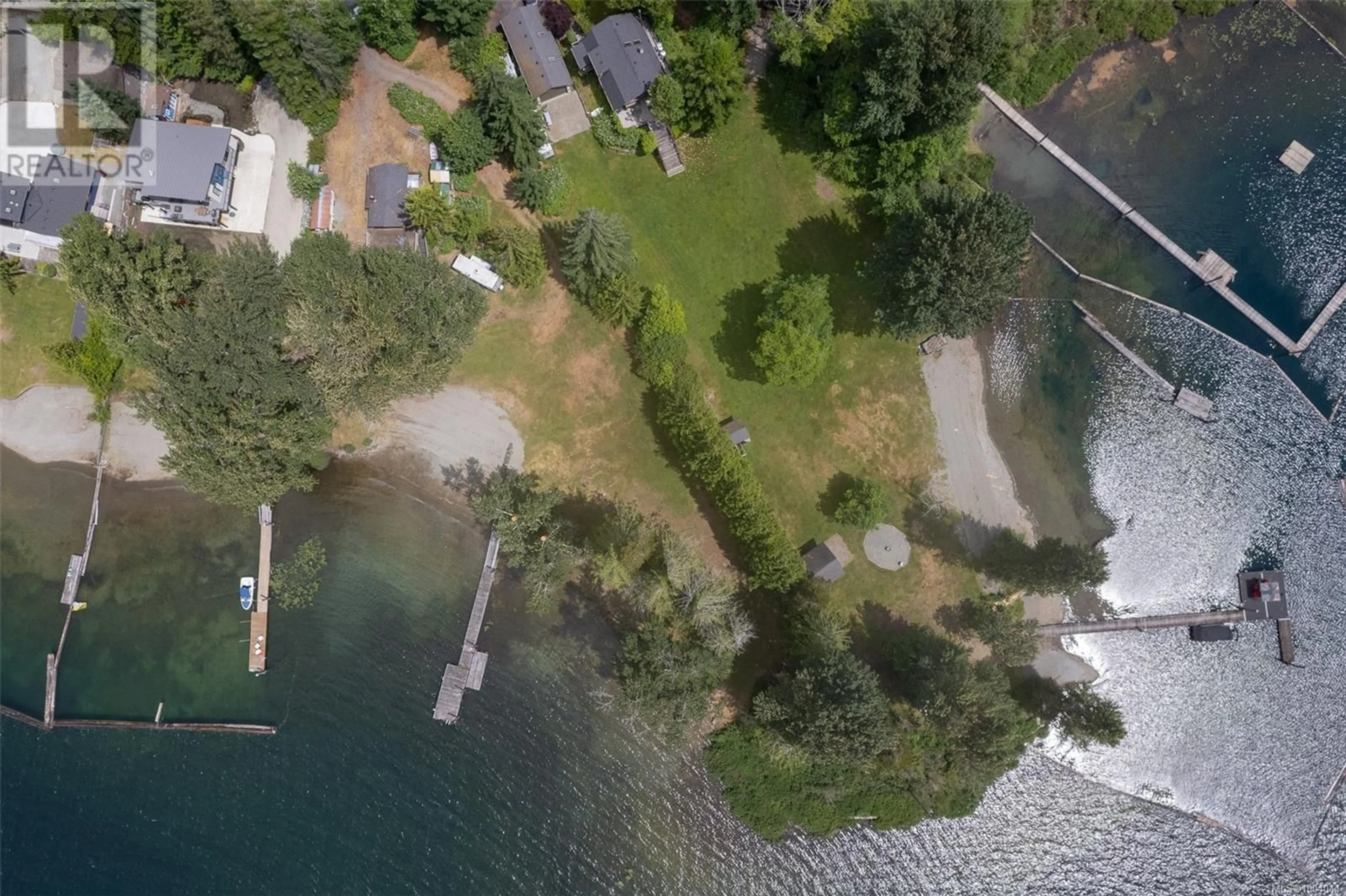 A pic from outside/outdoor area/front of a property/back of a property/a pic from drone, water/lake/river/ocean view for 7302 PERI ROAD, Lake Cowichan British Columbia V0R2G1