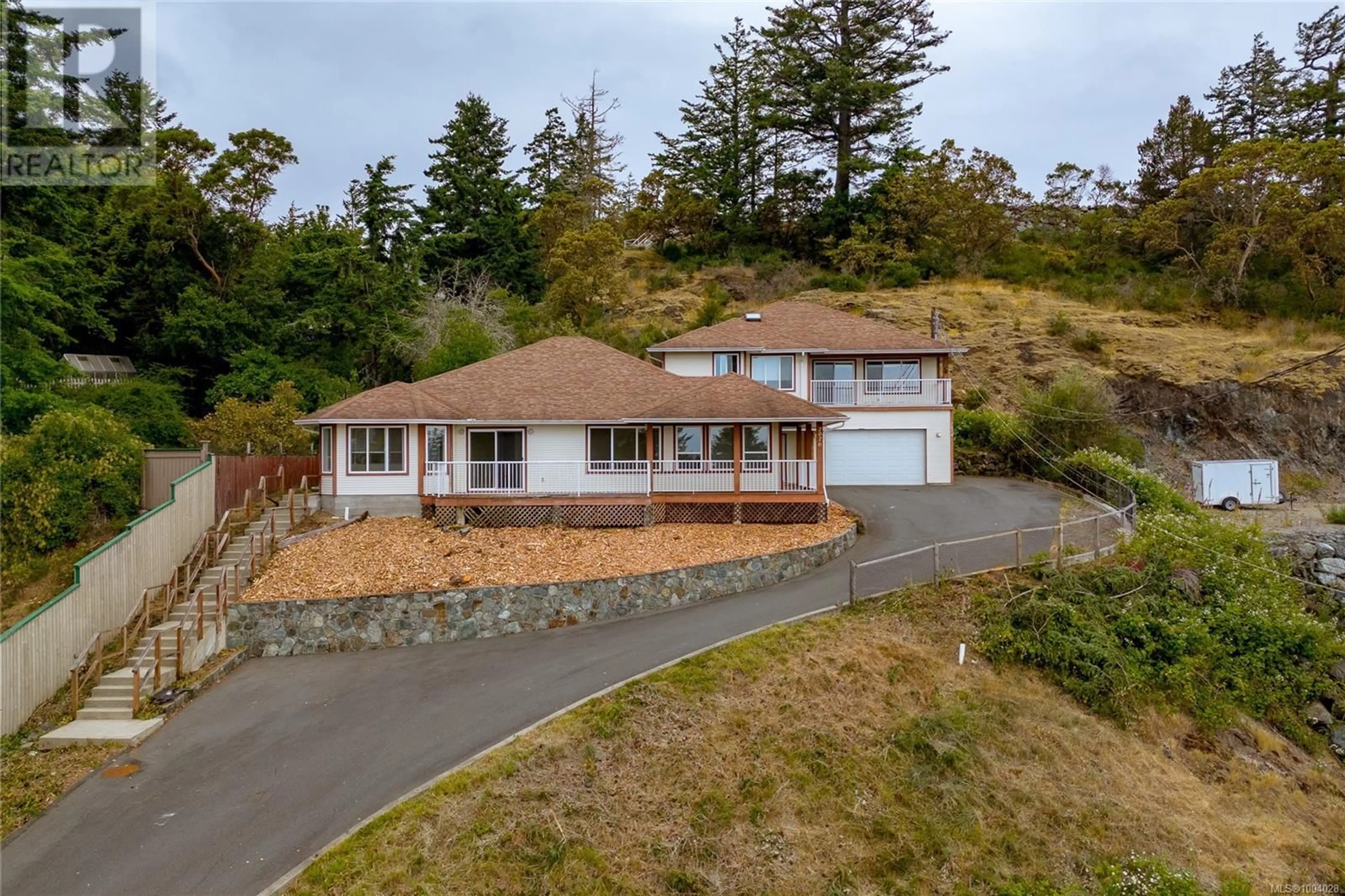 A pic from outside/outdoor area/front of a property/back of a property/a pic from drone, water/lake/river/ocean view for 7076 MAPLE PARK TERRACE, Sooke British Columbia V9Z0N2