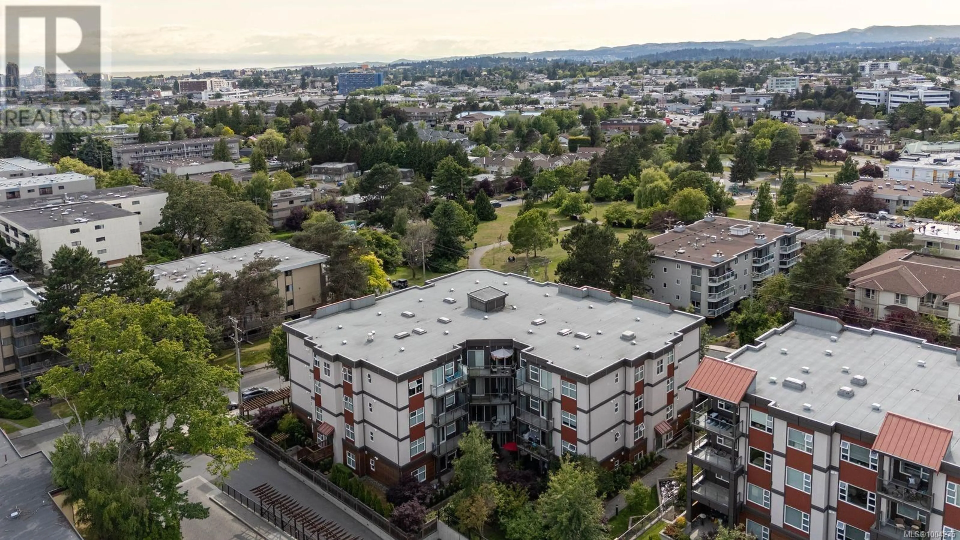 A pic from outside/outdoor area/front of a property/back of a property/a pic from drone, city buildings view from balcony for 210 - 1000 INVERNESS ROAD, Saanich British Columbia V8X2S1
