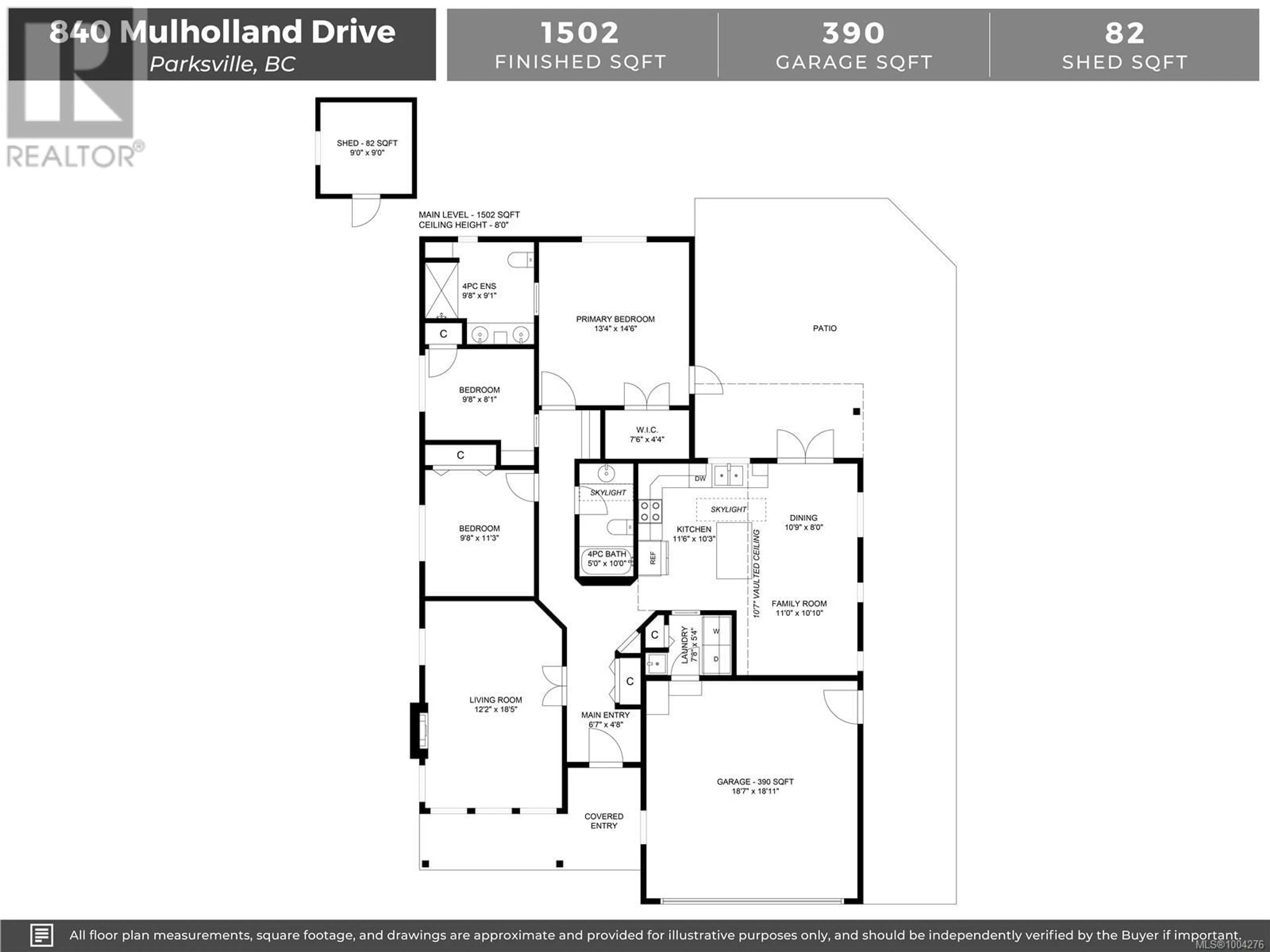 Floor plan for 840 MULHOLLAND DRIVE, Parksville British Columbia V9P1Z5