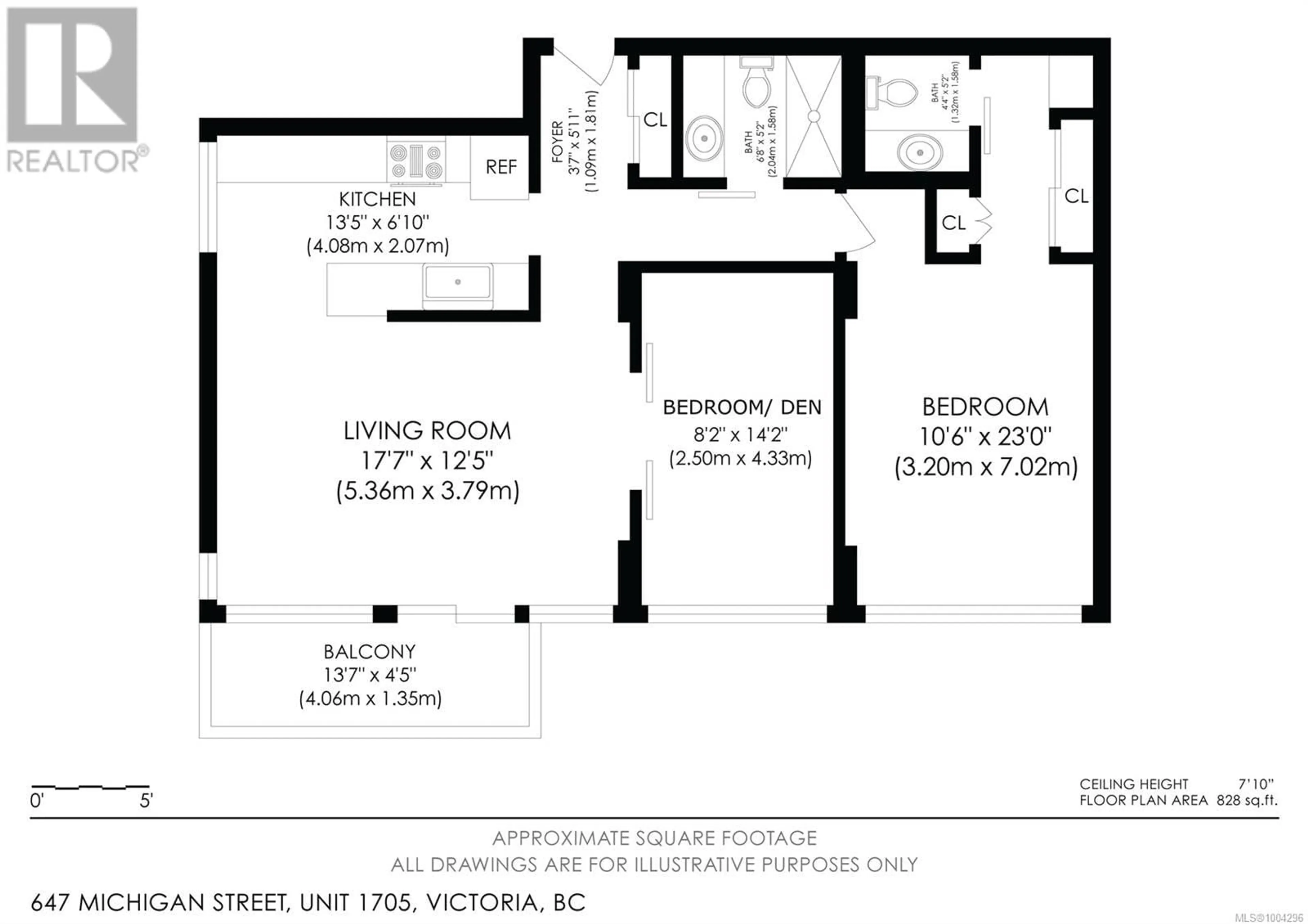 Floor plan for 1705 - 647 MICHIGAN STREET, Victoria British Columbia V8V1S9