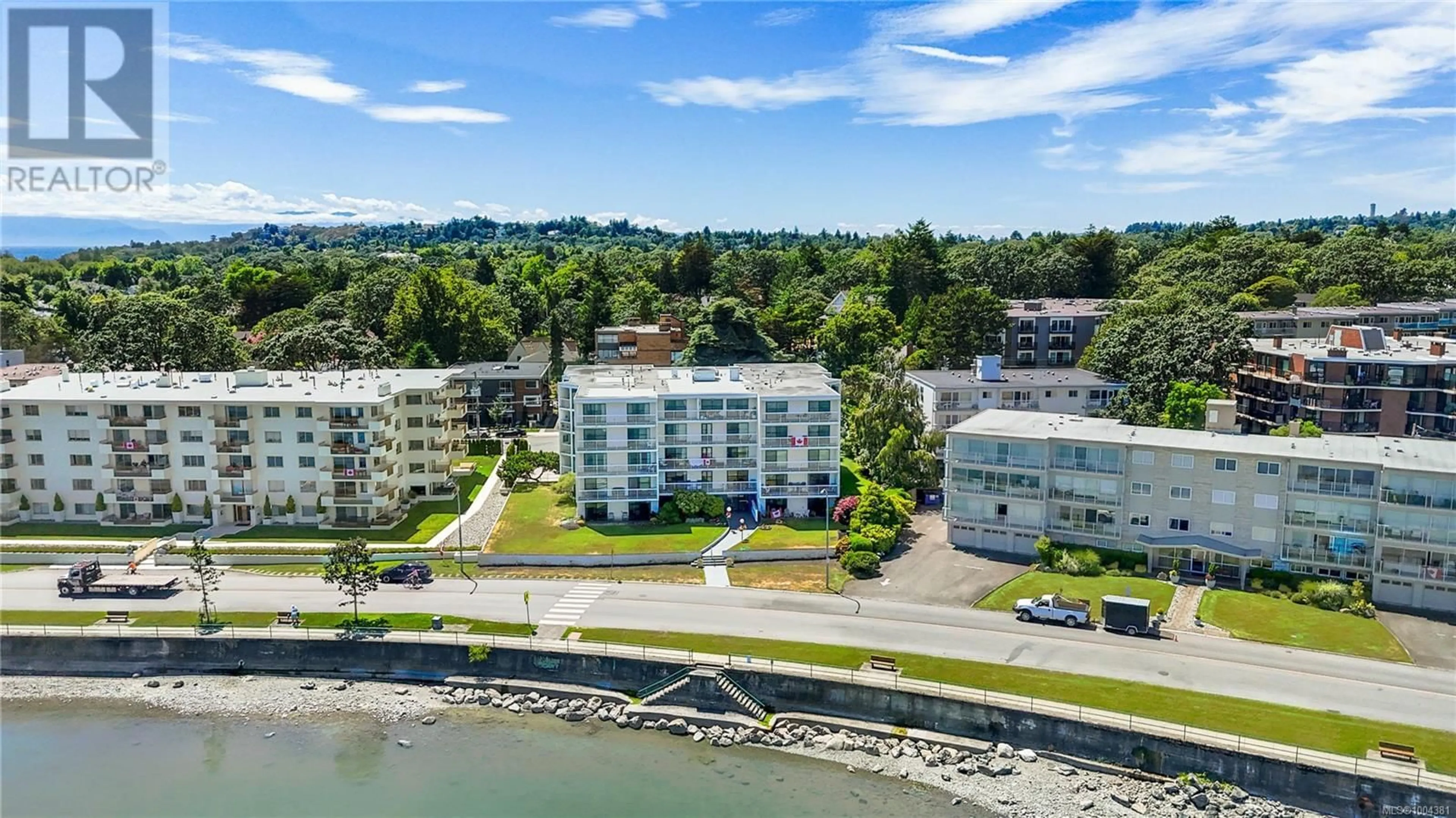 A pic from outside/outdoor area/front of a property/back of a property/a pic from drone, water/lake/river/ocean view for 504 - 1450 BEACH DRIVE, Oak Bay British Columbia V8S2N8