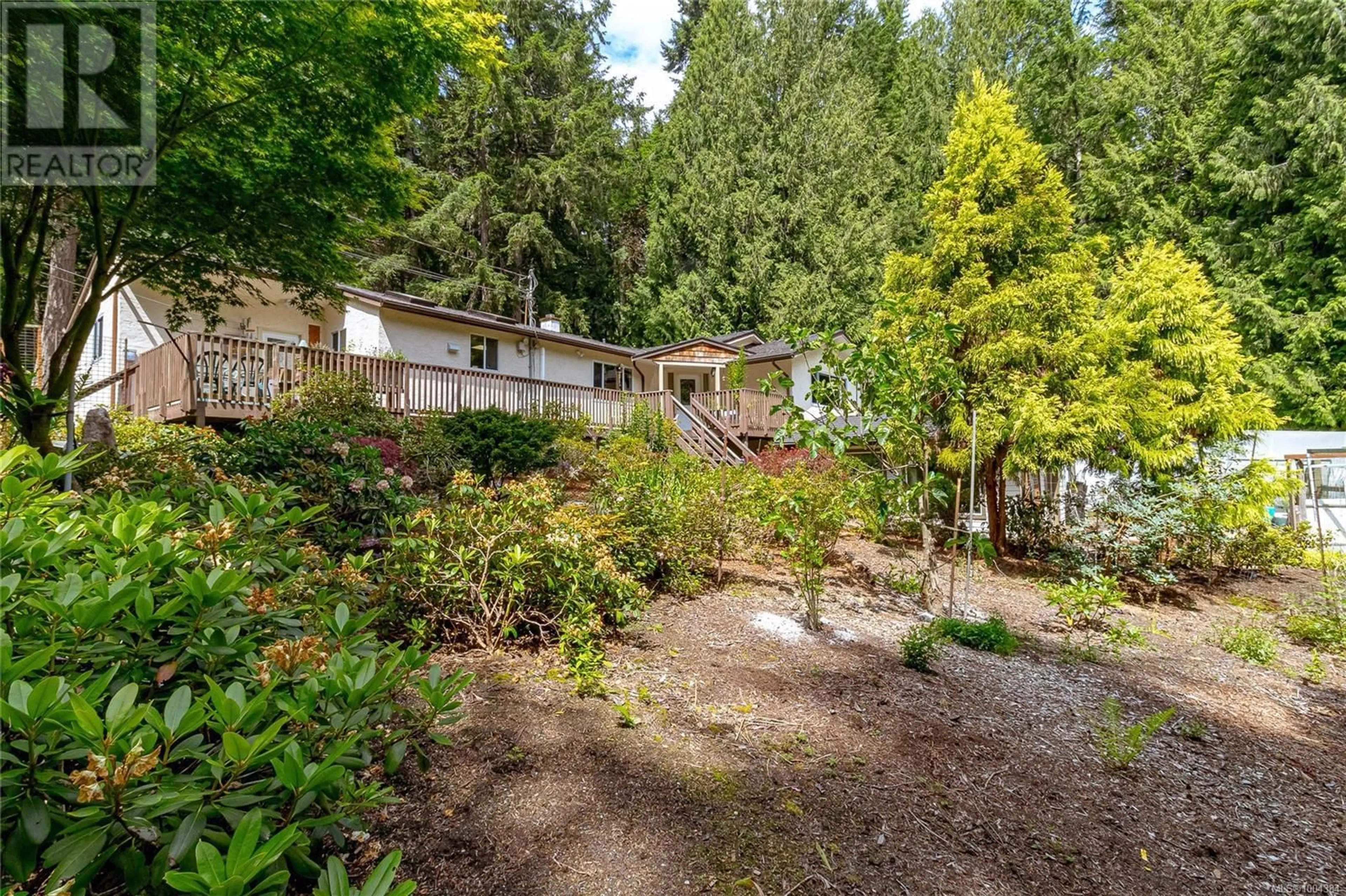 A pic from outside/outdoor area/front of a property/back of a property/a pic from drone, forest/trees view for 1425 TODD LANE, Metchosin British Columbia V9C0A5