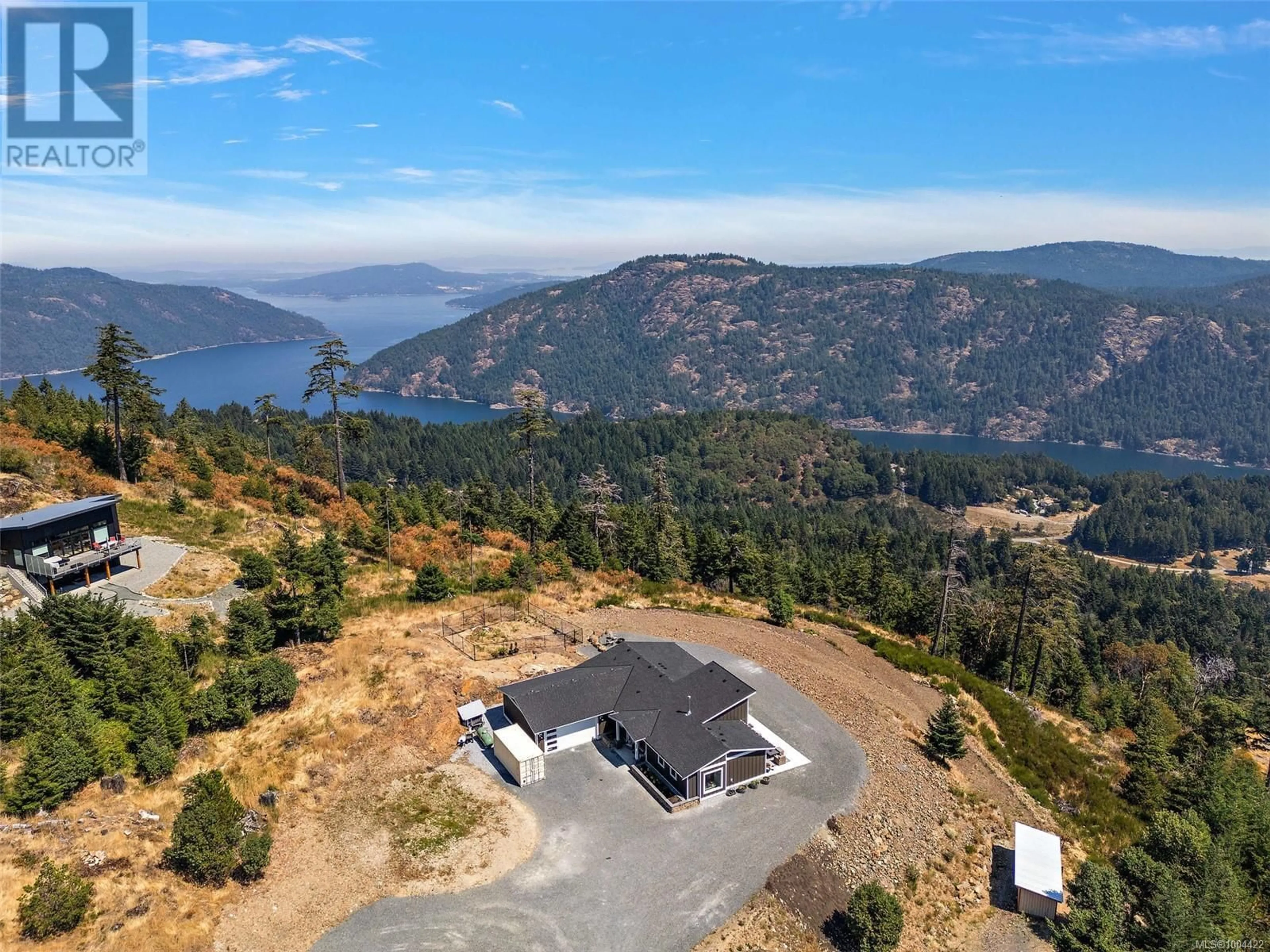 A pic from outside/outdoor area/front of a property/back of a property/a pic from drone, water/lake/river/ocean view for 4030 RIDGELINE DRIVE, Shawnigan Lake British Columbia V0R2W3