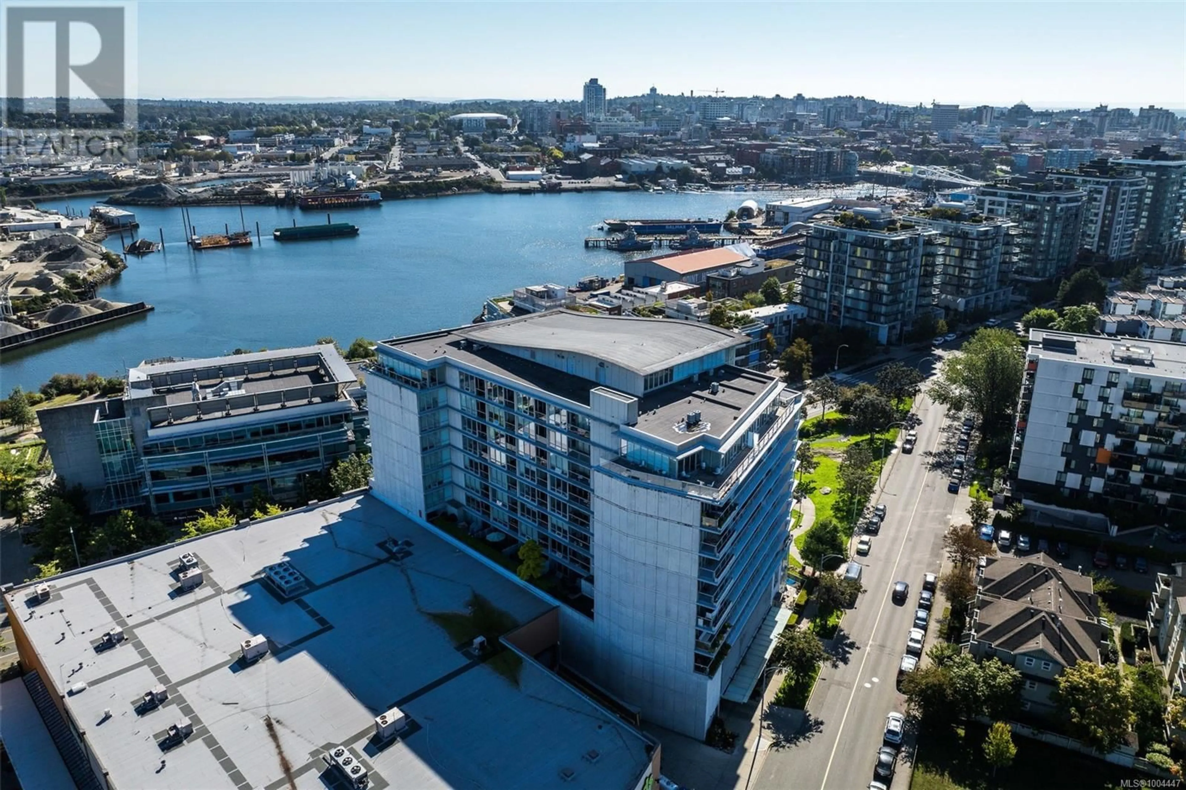 A pic from outside/outdoor area/front of a property/back of a property/a pic from drone, water/lake/river/ocean view for 906 - 160 WILSON STREET, Victoria British Columbia V9A7P9