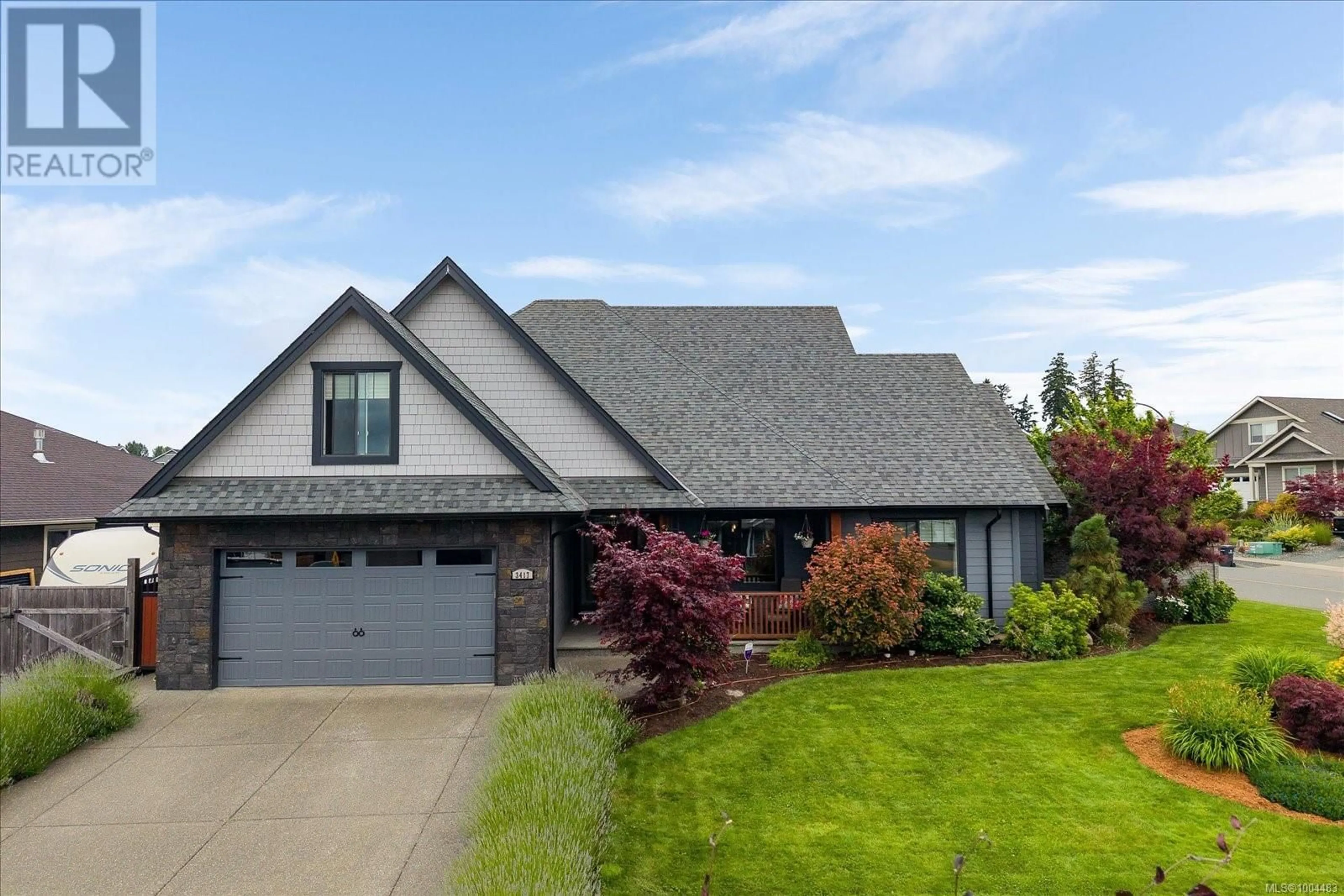Home with vinyl exterior material, street for 3417 HARBOURVIEW BOULEVARD, Courtenay British Columbia V9N0B5