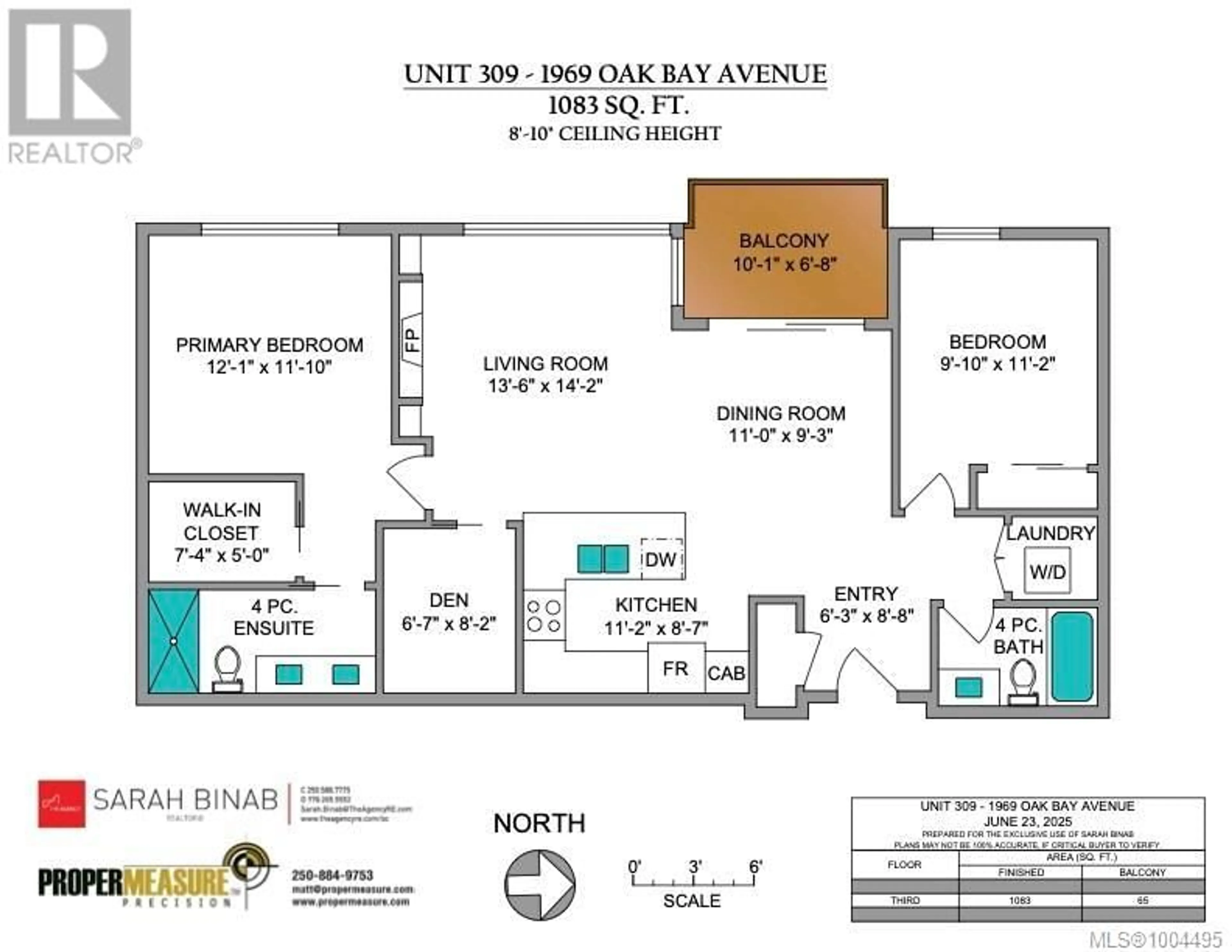 Floor plan for 309 - 1969 OAK BAY AVENUE, Victoria British Columbia V8R1E3