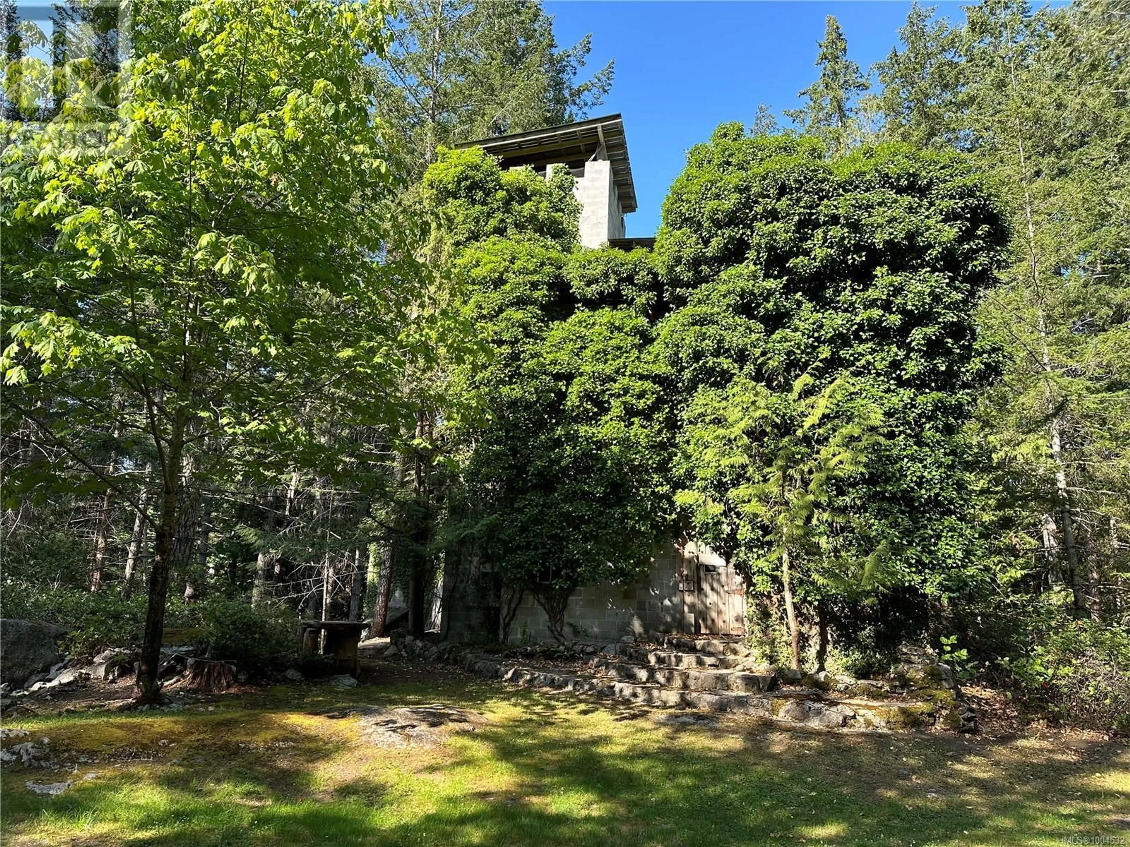A pic from outside/outdoor area/front of a property/back of a property/a pic from drone, forest/trees view for 1416 MANZANITA ROAD, Cortes Island British Columbia V0P1T0