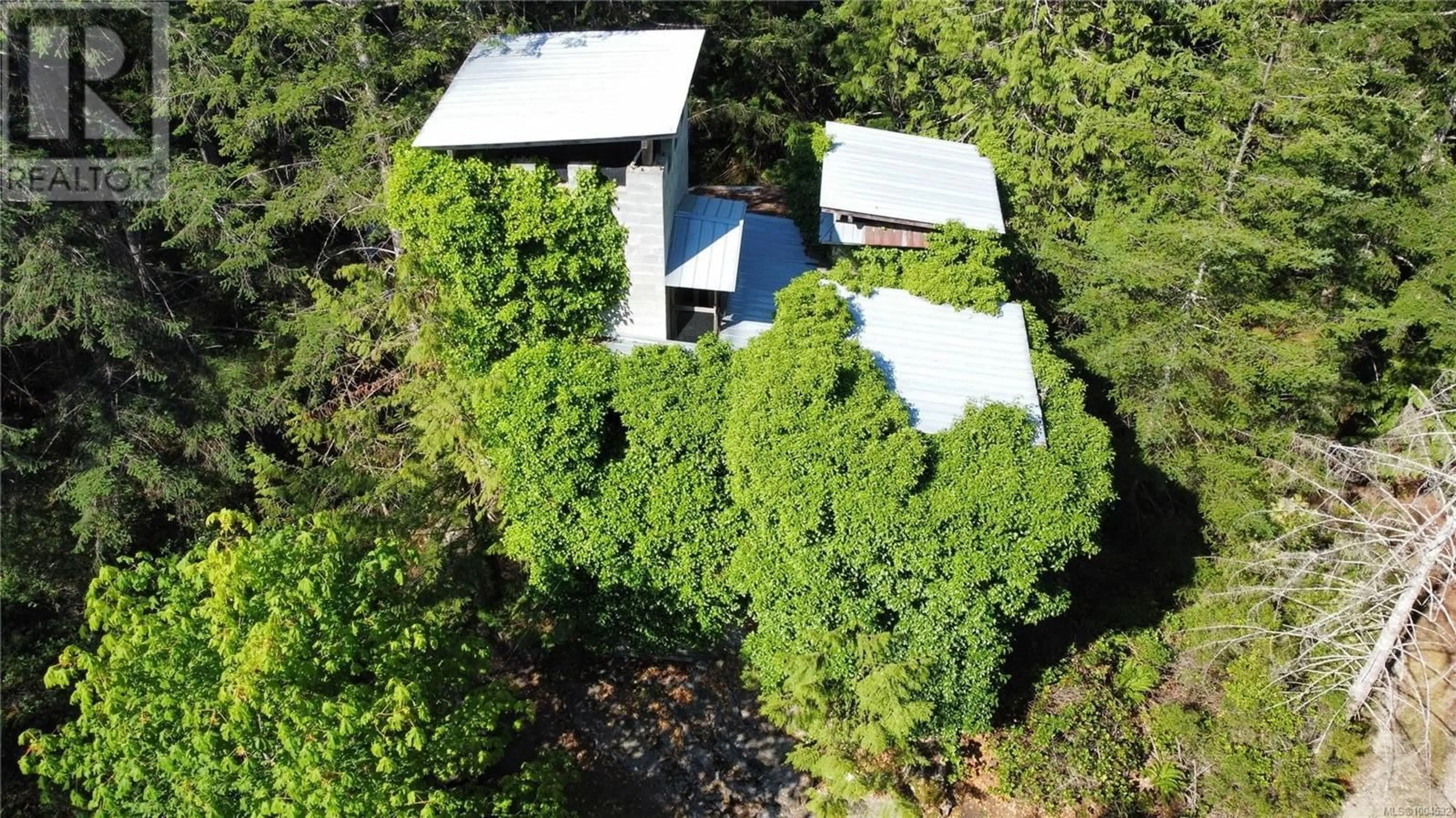 A pic from outside/outdoor area/front of a property/back of a property/a pic from drone, forest/trees view for 1416 MANZANITA ROAD, Cortes Island British Columbia V0P1T0