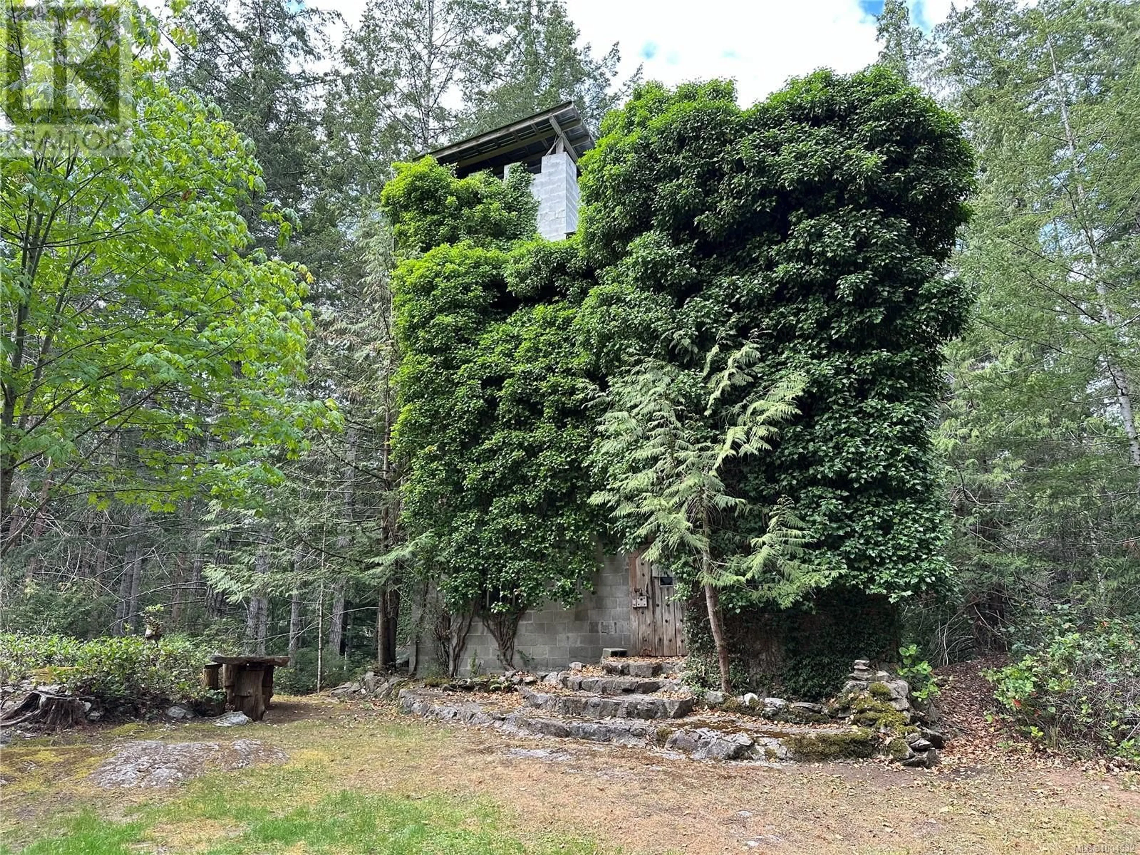 A pic from outside/outdoor area/front of a property/back of a property/a pic from drone, forest/trees view for 1416 MANZANITA ROAD, Cortes Island British Columbia V0P1T0