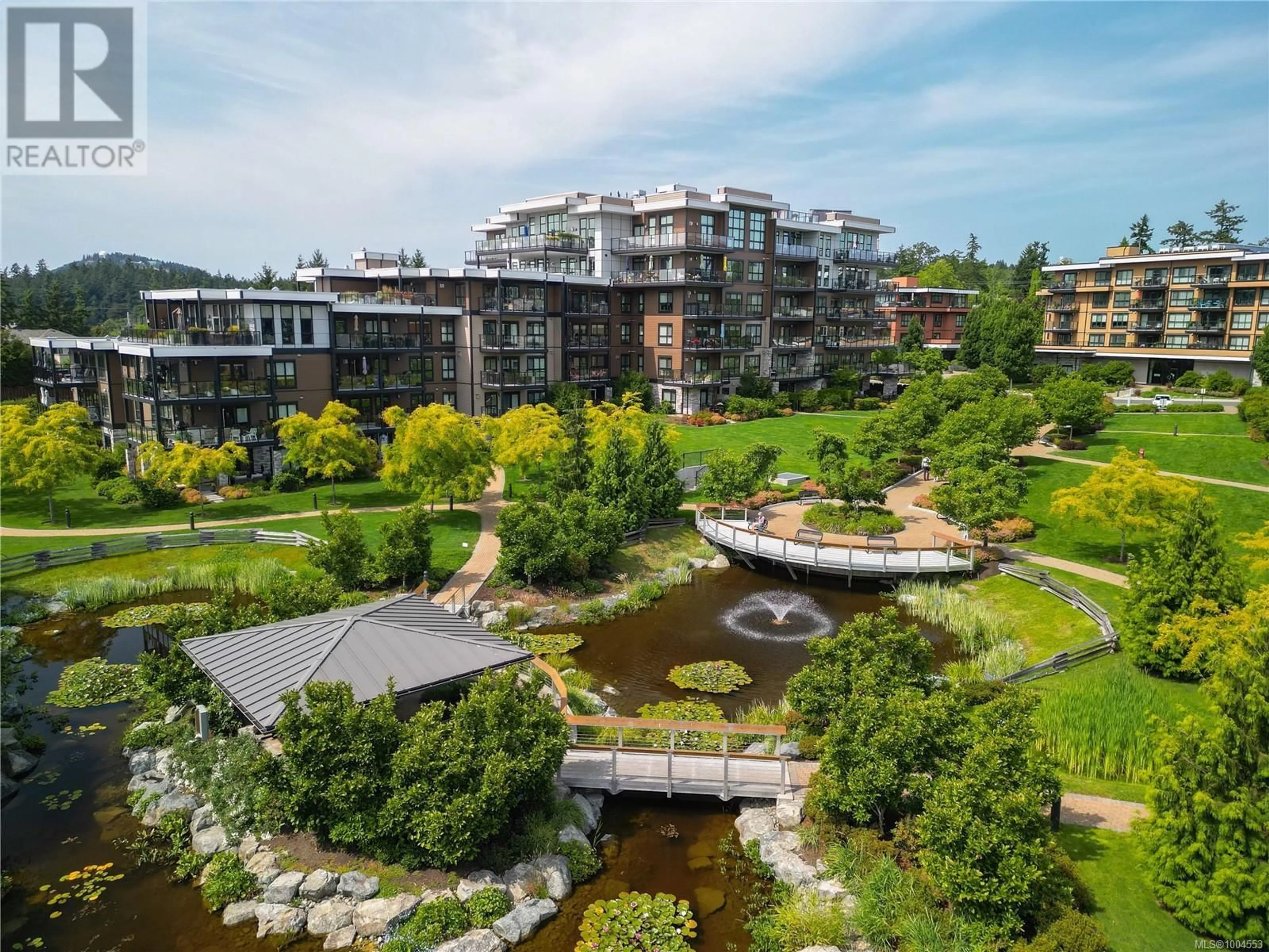 A pic from outside/outdoor area/front of a property/back of a property/a pic from drone, water/lake/river/ocean view for 407 - 741 TRAVINO LANE, Saanich British Columbia V8Z0G3