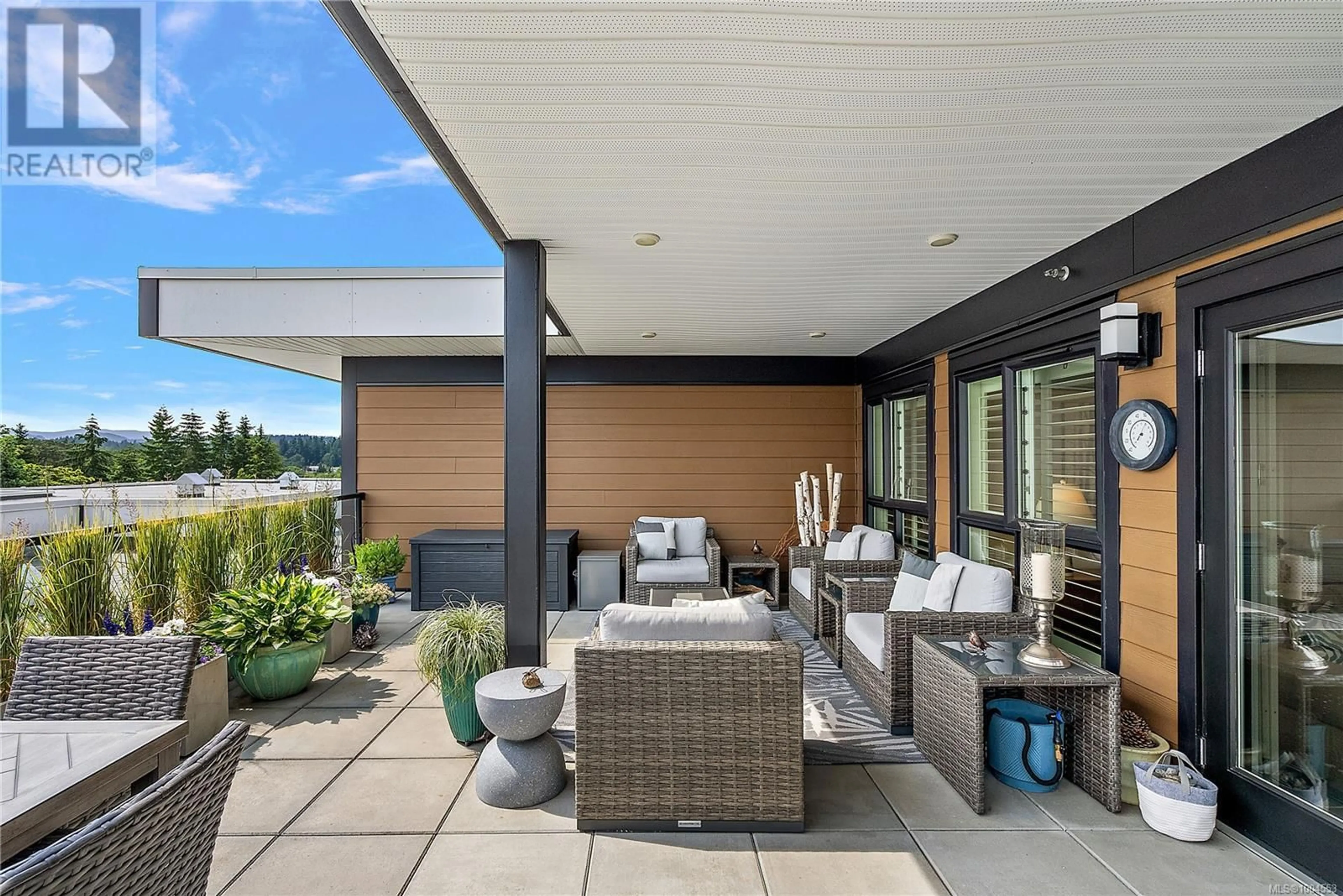 Patio, water/lake/river/ocean view for 407 - 741 TRAVINO LANE, Saanich British Columbia V8Z0G3