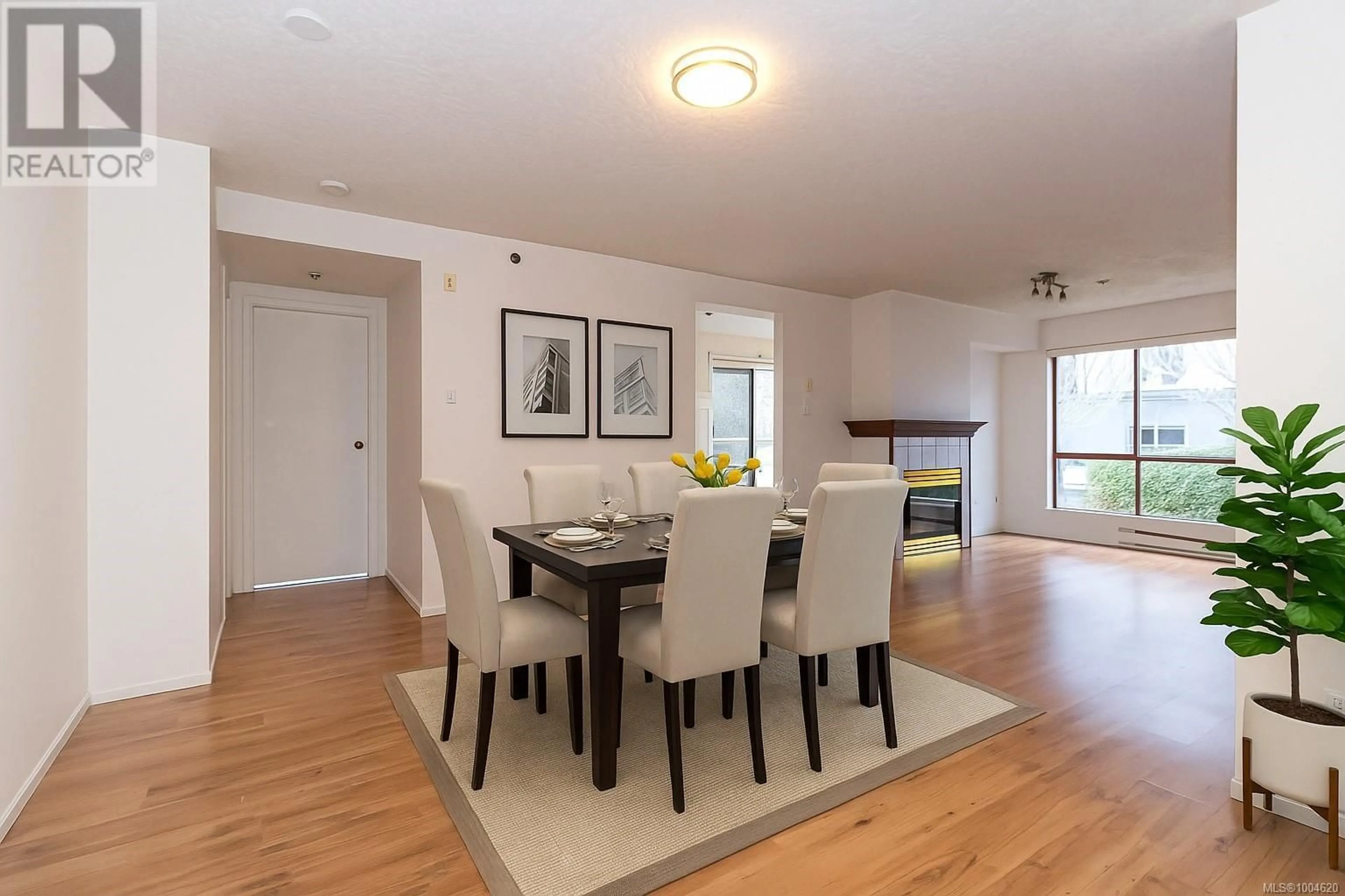 Dining room, wood/laminate floor for 201 - 520 DUNEDIN STREET, Victoria British Columbia V8T2L6