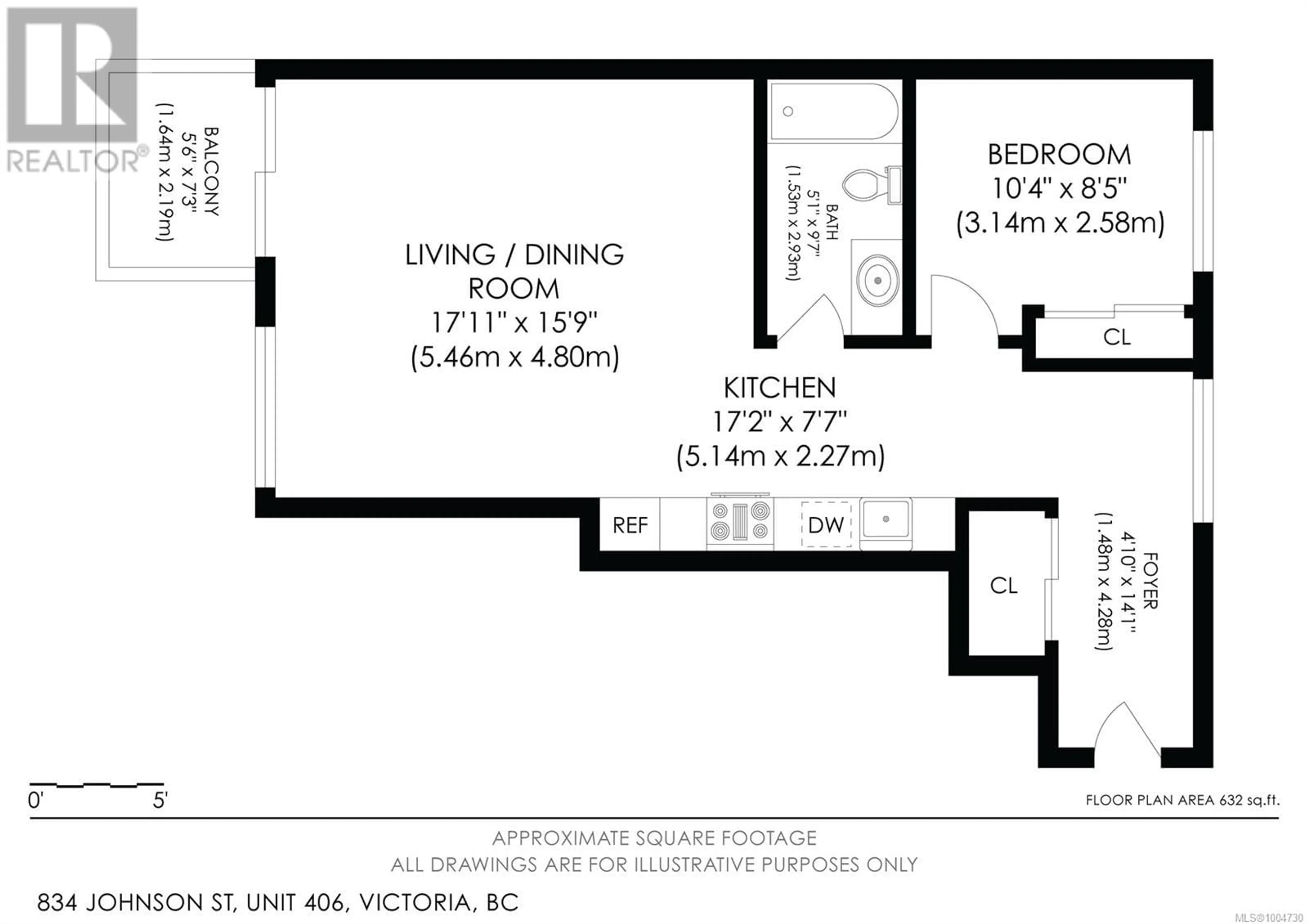 Floor plan for 406 - 834 JOHNSON STREET, Victoria British Columbia V8W1N3