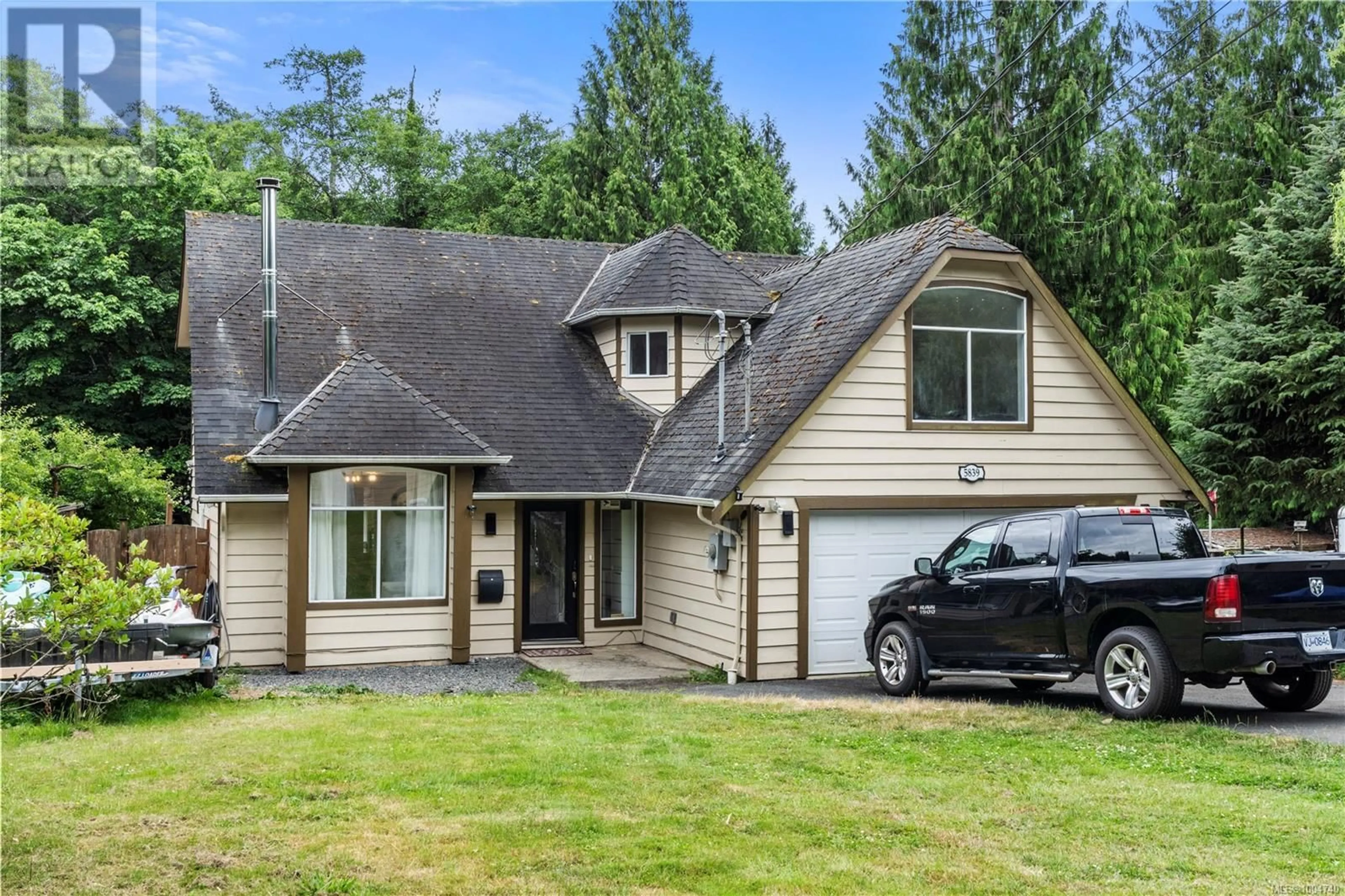 Home with vinyl exterior material, street for 5839 BLYTHWOOD ROAD, Sooke British Columbia V9Z0G3