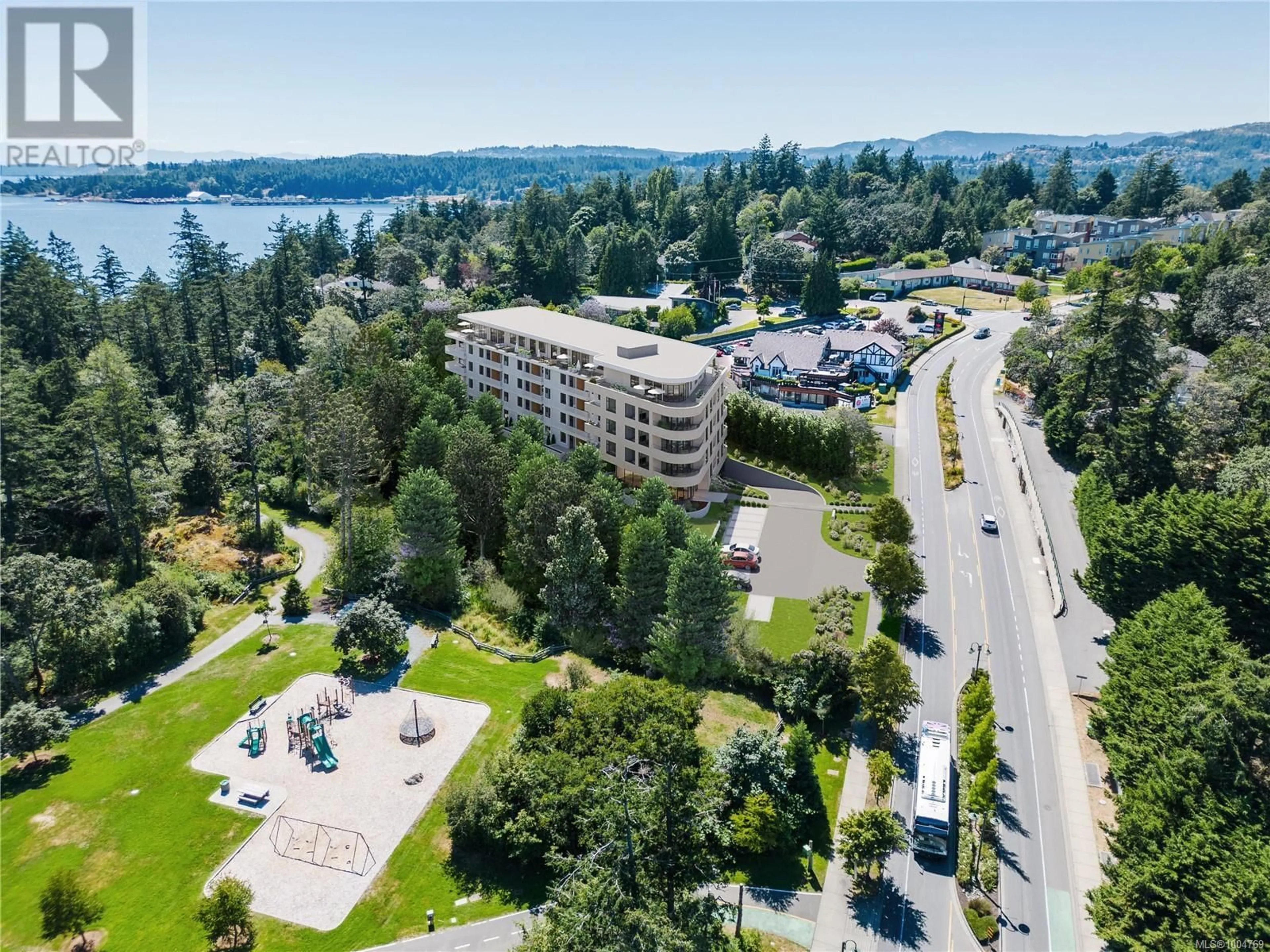 A pic from outside/outdoor area/front of a property/back of a property/a pic from drone, water/lake/river/ocean view for 203 - 167 ISLAND HIGHWAY, View Royal British Columbia V9B1G1