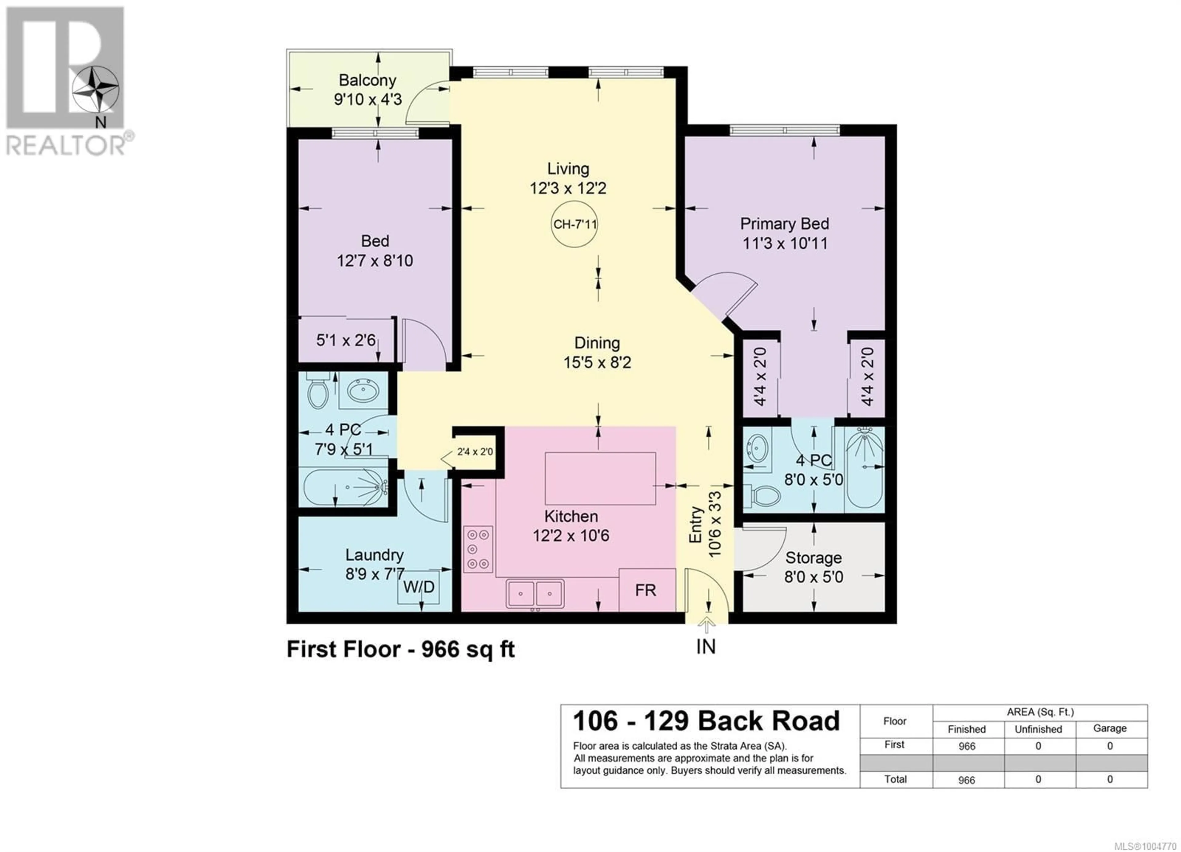 Floor plan for 106 - 129 BACK ROAD, Courtenay British Columbia V9N3W5