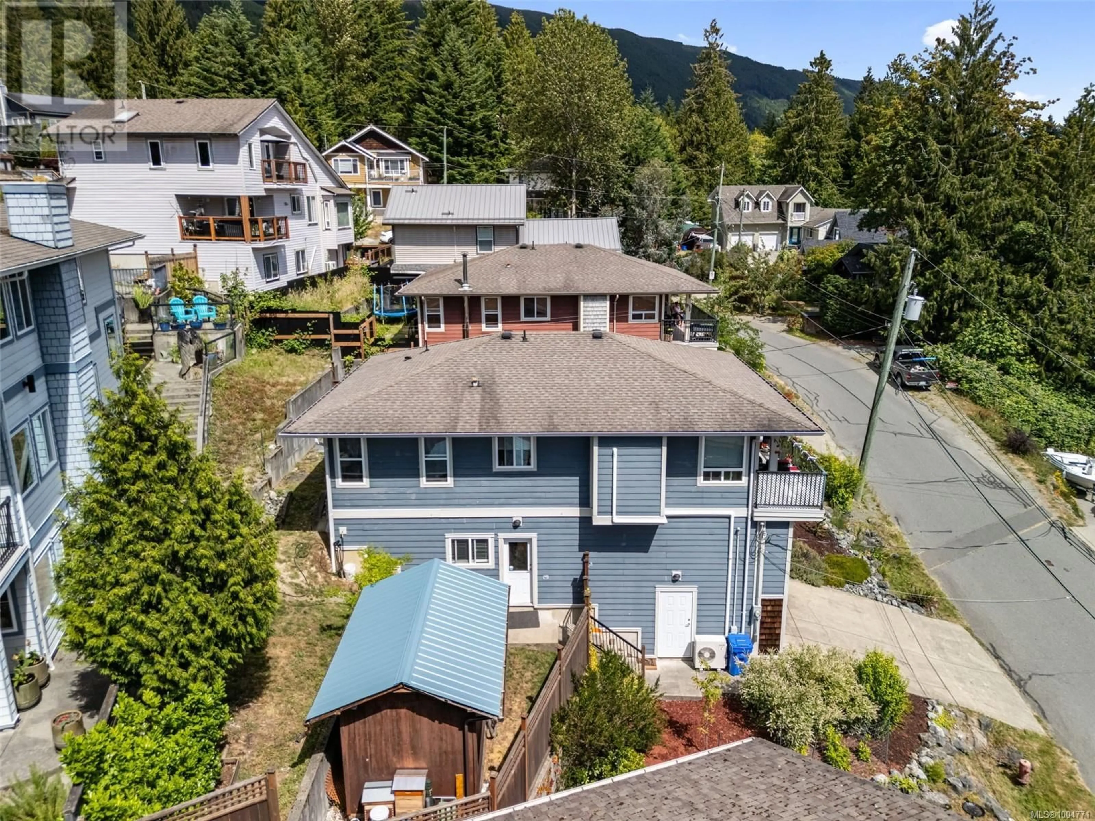 A pic from outside/outdoor area/front of a property/back of a property/a pic from drone, mountain view for 290 CARNELL DRIVE, Lake Cowichan British Columbia V0R2G0
