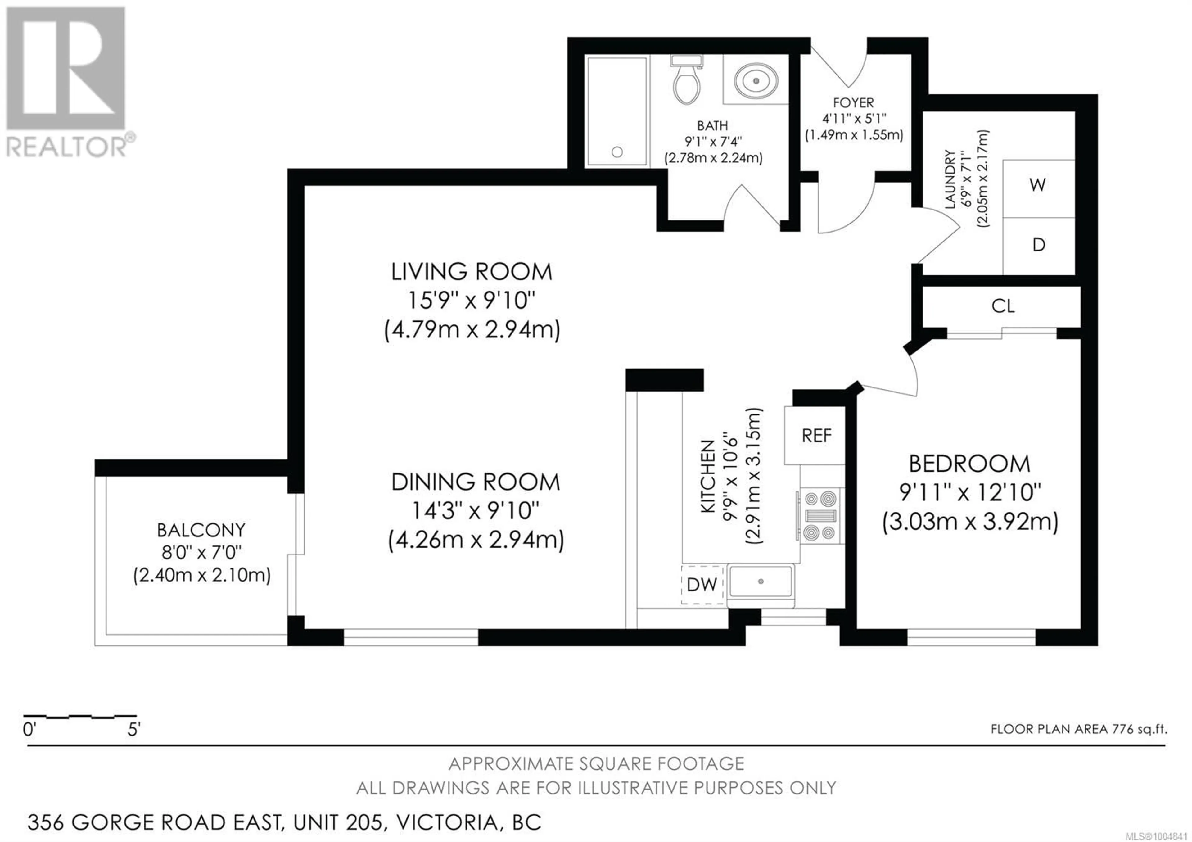 Floor plan for 205 - 356 GORGE ROAD EAST, Victoria British Columbia V8T2W2