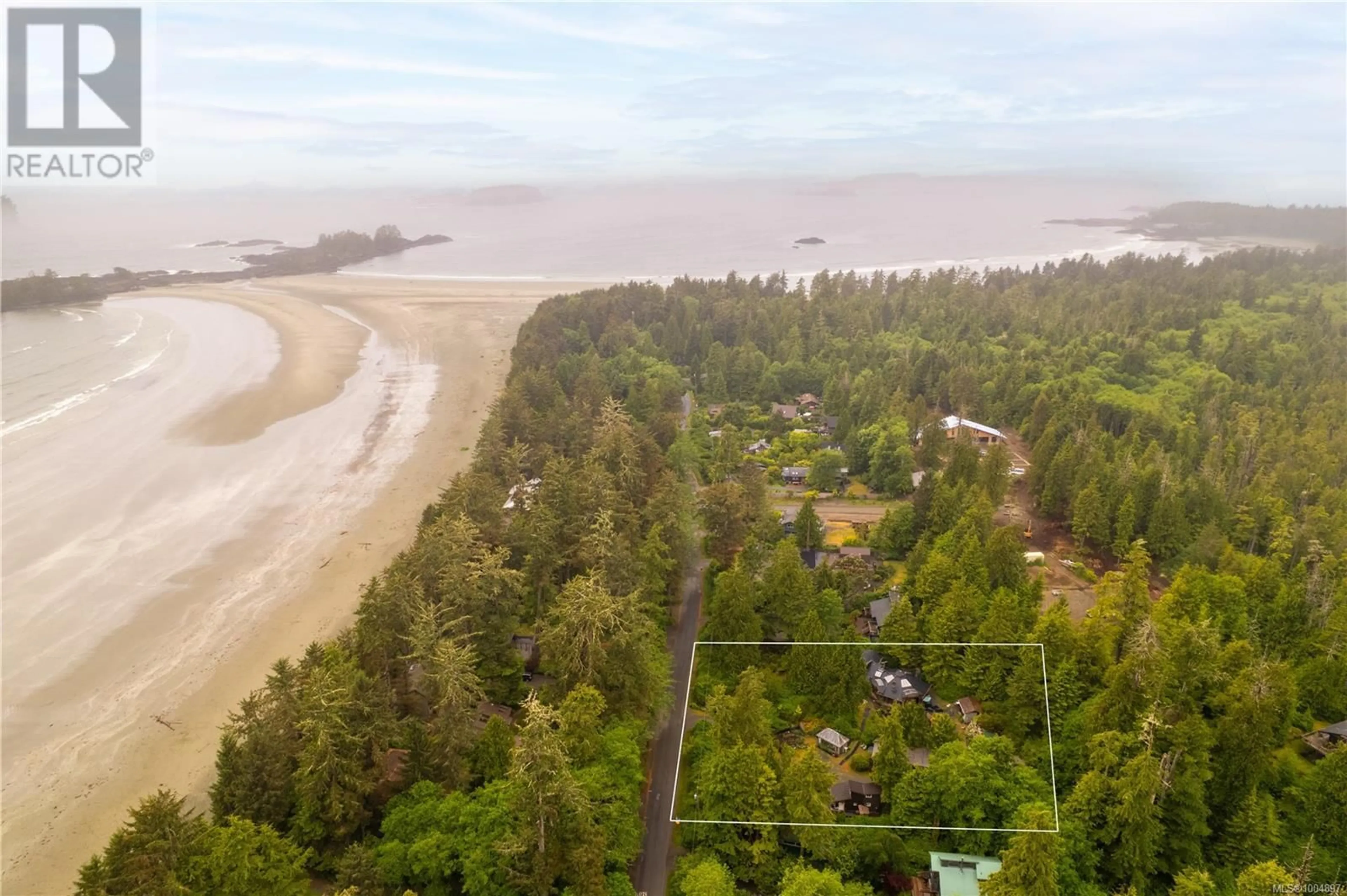 A pic from outside/outdoor area/front of a property/back of a property/a pic from drone, water/lake/river/ocean view for 1364 CHESTERMAN BEACH ROAD, Tofino British Columbia V0R2Z0