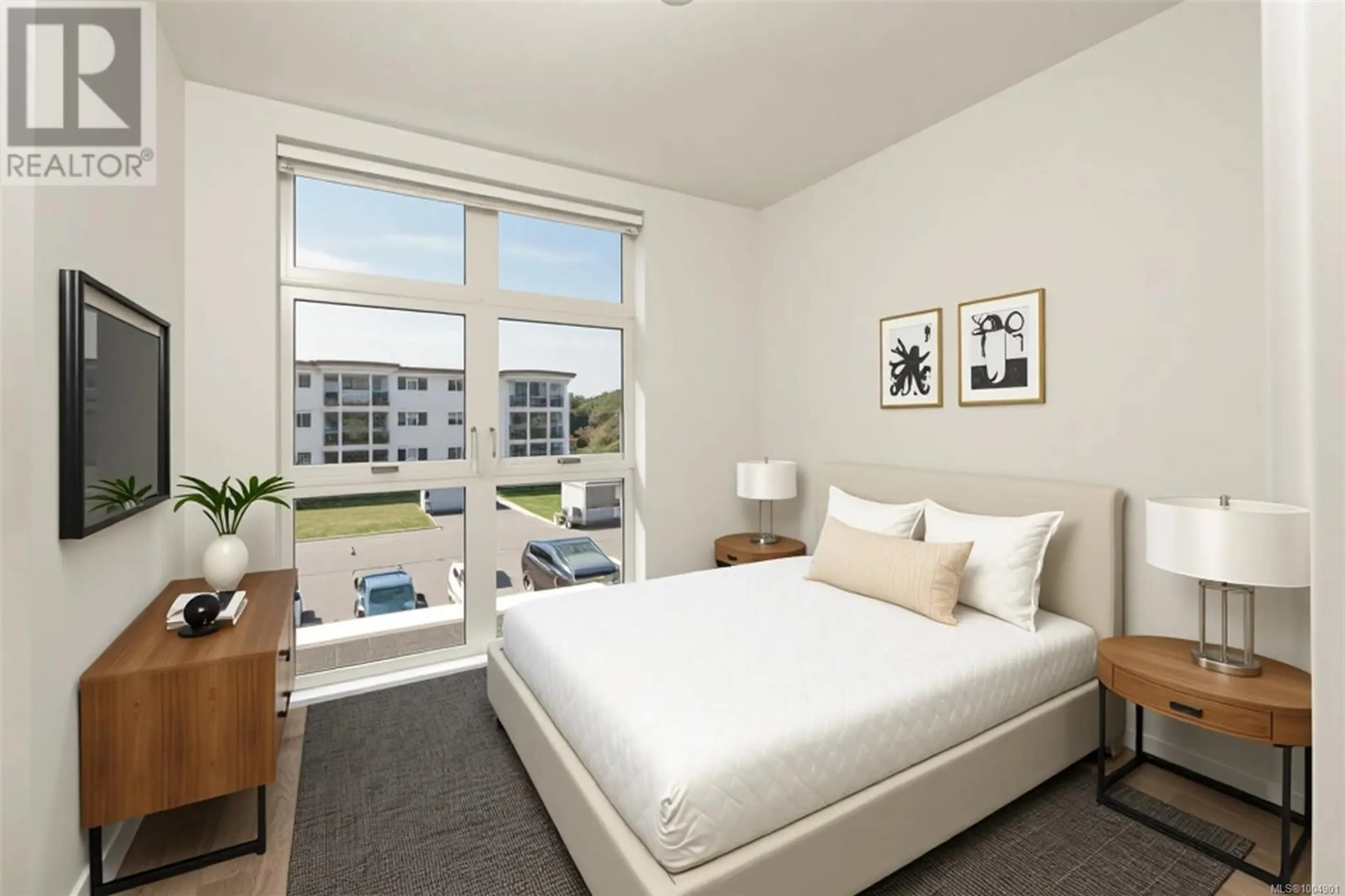 Bedroom with bed, carpet floor for 204 - 9570 FIFTH STREET, Sidney British Columbia V8L2W5