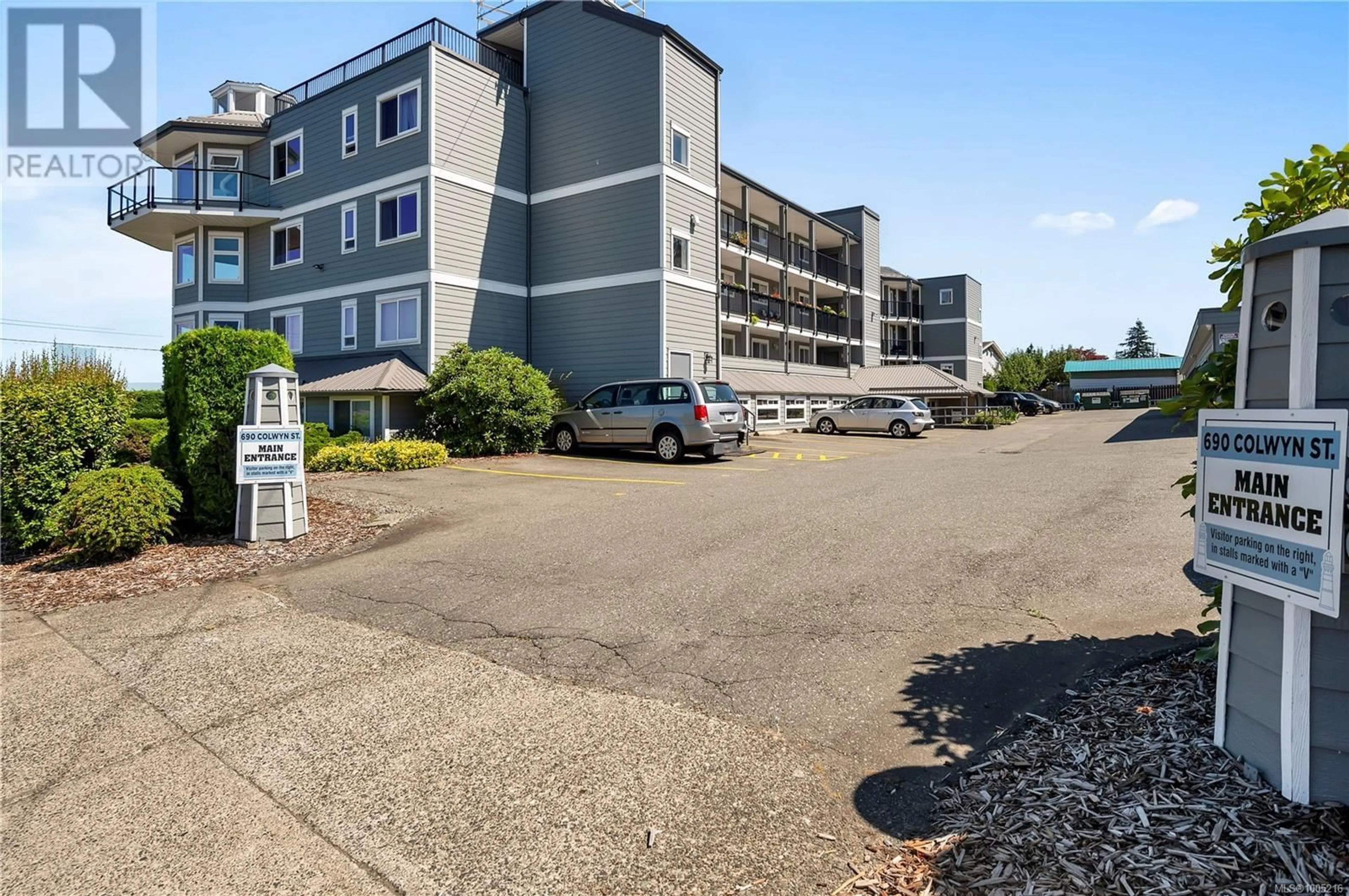 A pic from outside/outdoor area/front of a property/back of a property/a pic from drone, water/lake/river/ocean view for 1F - 690 COLWYN STREET, Campbell River British Columbia V9W2X1