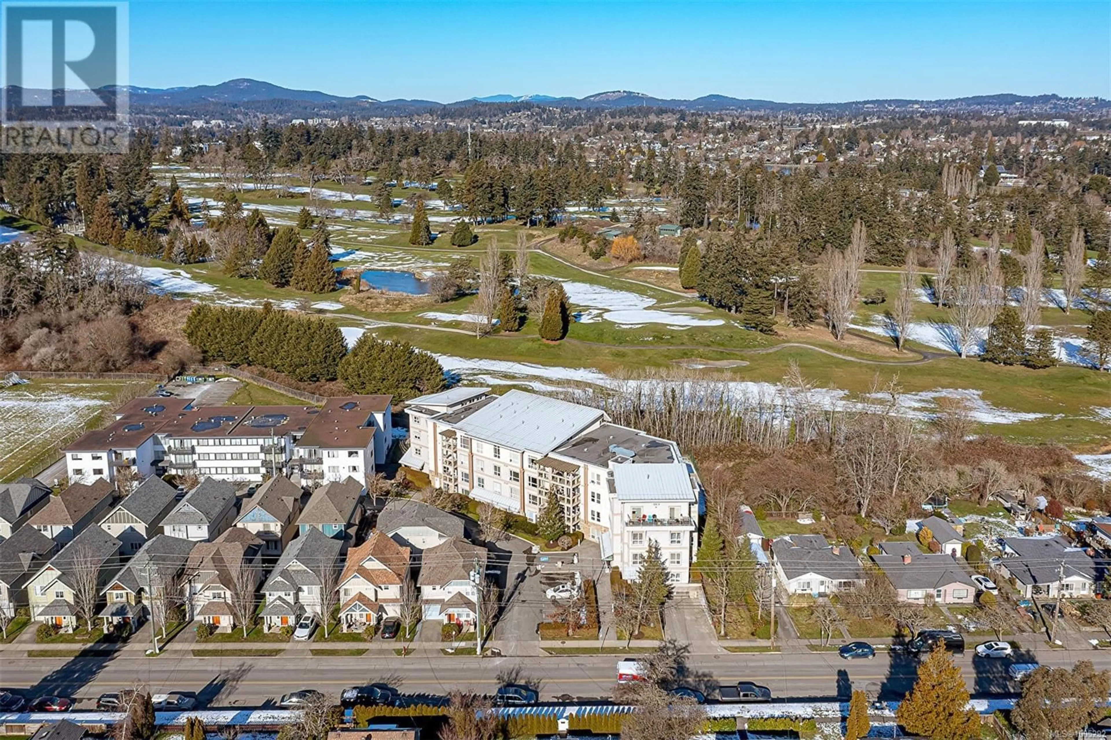 A pic from outside/outdoor area/front of a property/back of a property/a pic from drone, mountain view for 203 - 1156 COLVILLE ROAD, Esquimalt British Columbia V9A4P7