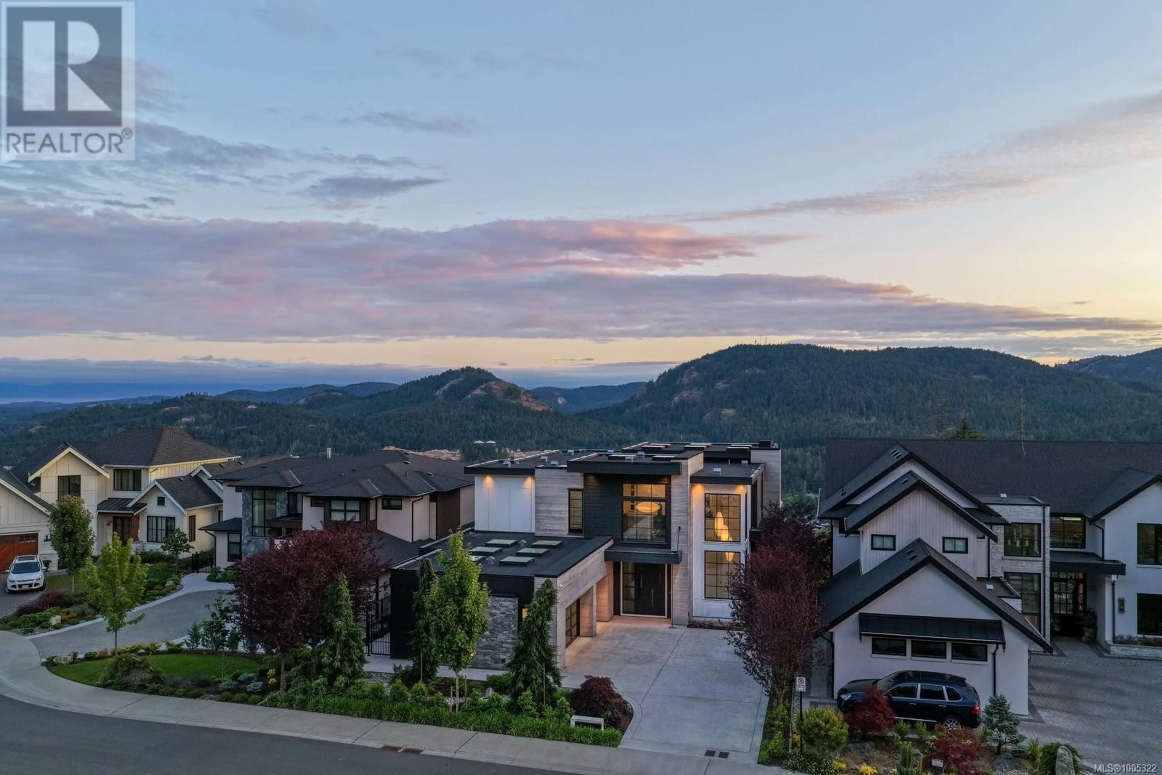 A pic from outside/outdoor area/front of a property/back of a property/a pic from drone, mountain view for 1424 PINEHURST PLACE, Langford British Columbia V9B3S3