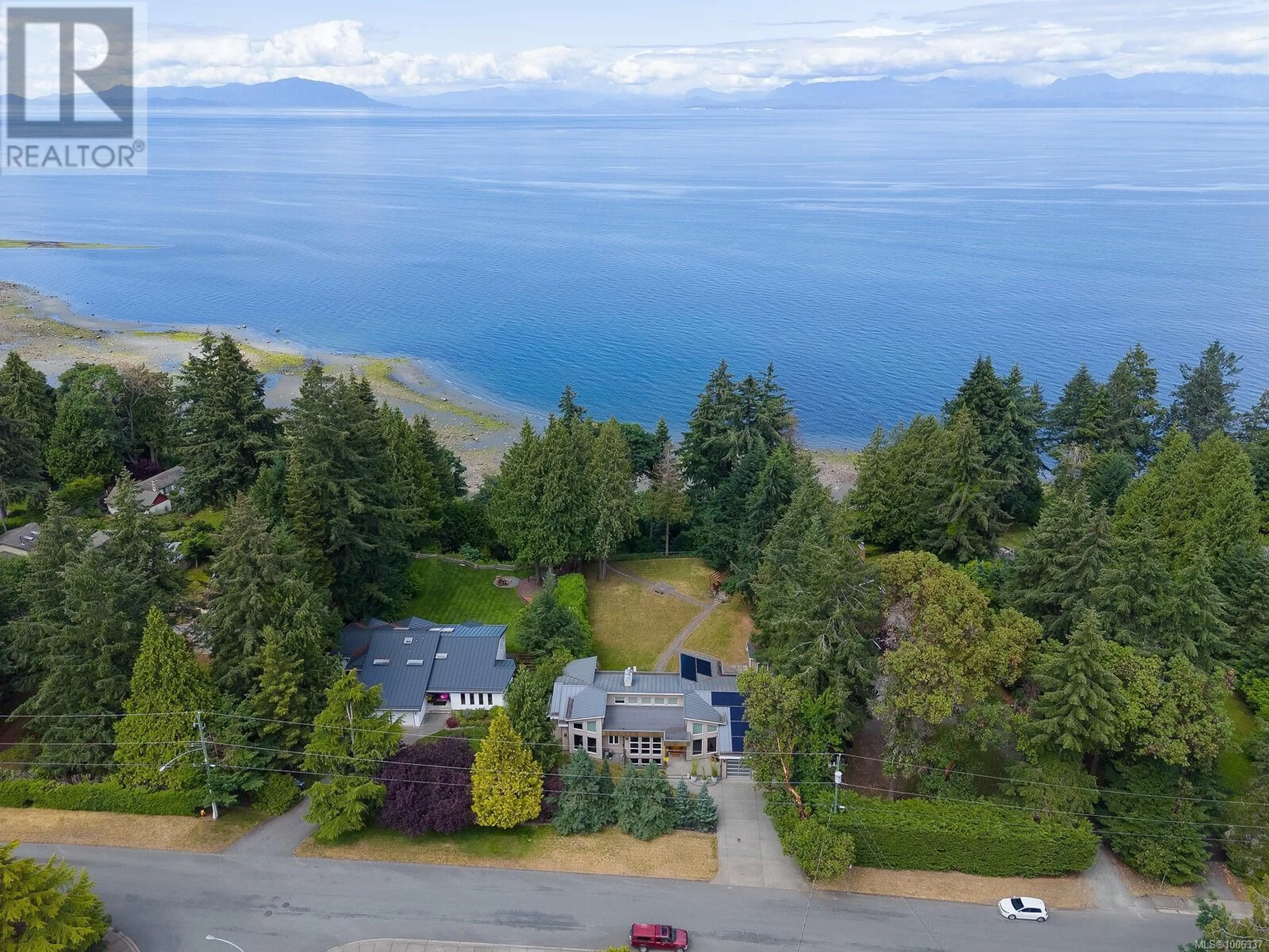 A pic from outside/outdoor area/front of a property/back of a property/a pic from drone, water/lake/river/ocean view for 5912 WALDBANK ROAD, Nanaimo British Columbia V9V1C8