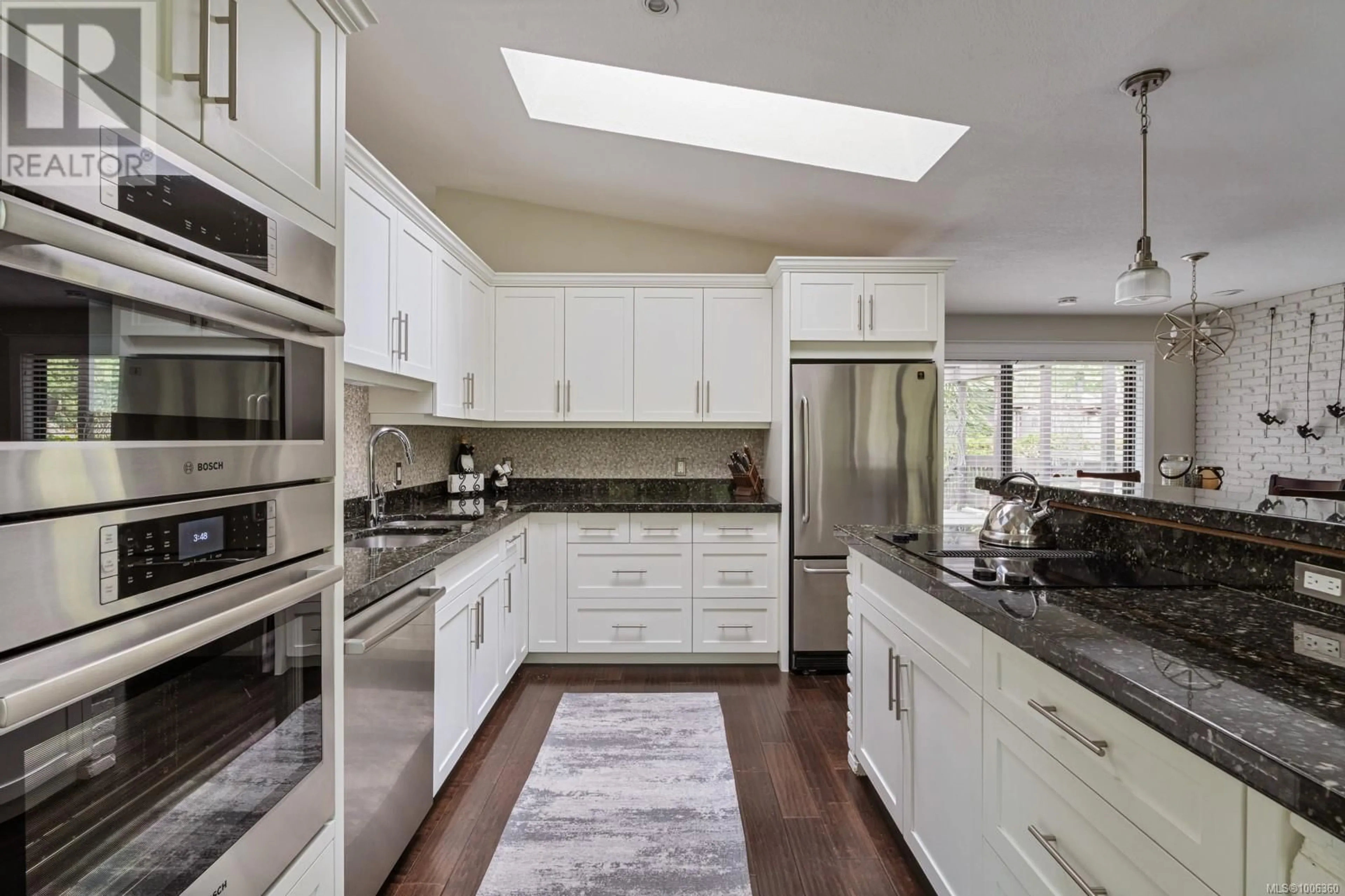 Contemporary kitchen, ceramic/tile floor for 4461 SUNNYWOOD PLACE, Saanich British Columbia V8X4N5
