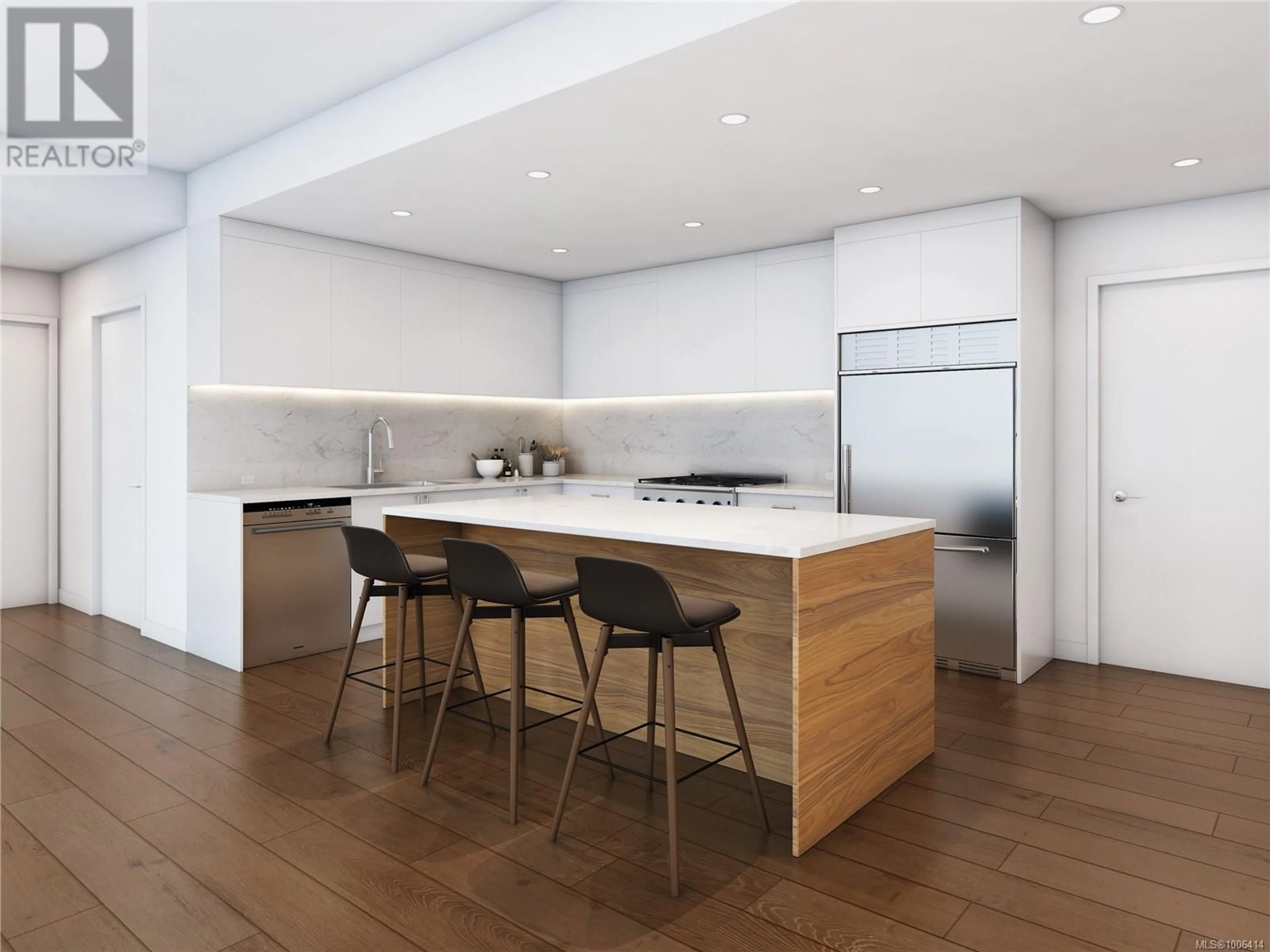Open concept kitchen, wood/laminate floor for 211 - 6320 SENTINAL DRIVE, Nanaimo British Columbia V9V1W4