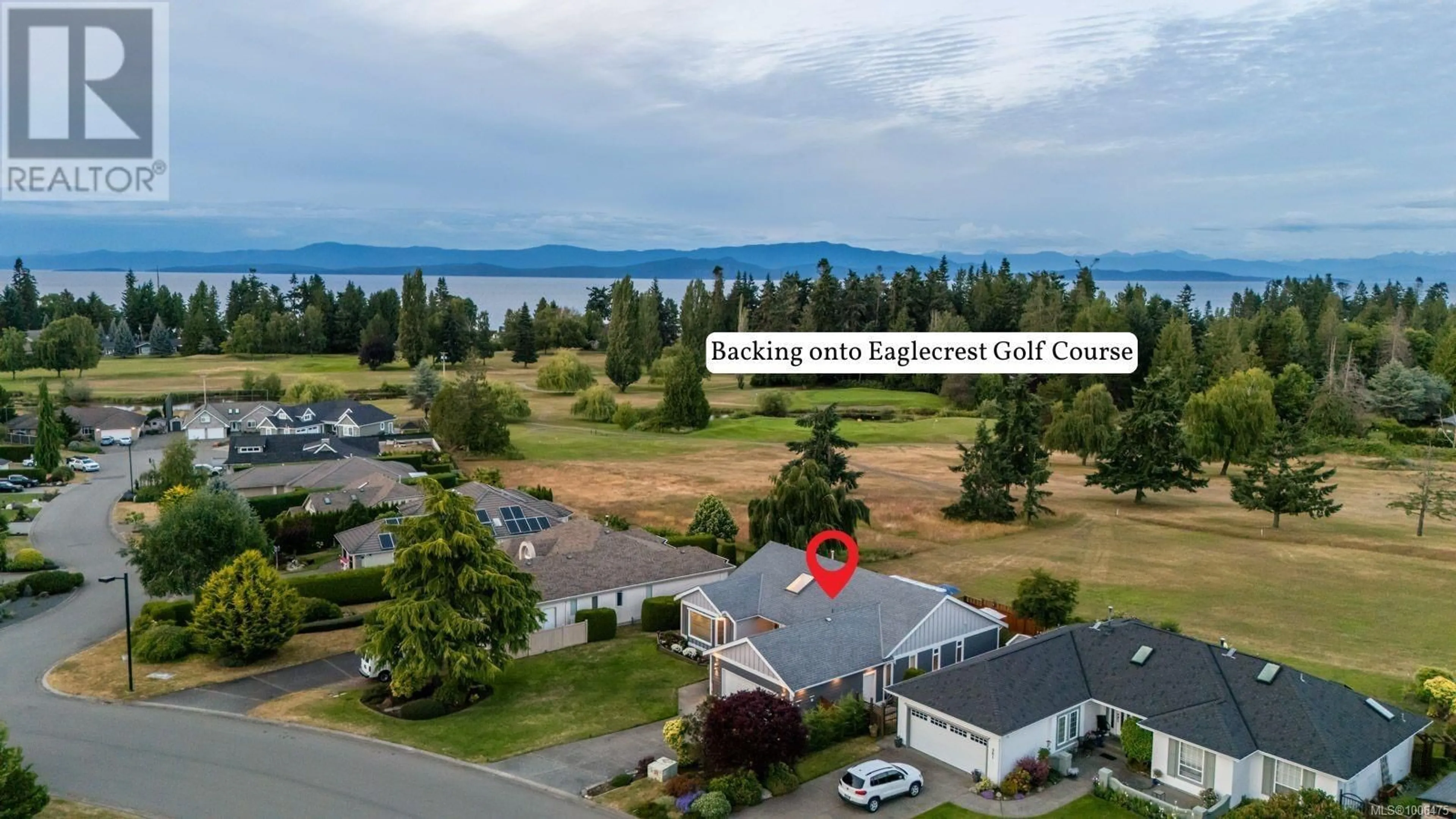 A pic from outside/outdoor area/front of a property/back of a property/a pic from drone, water/lake/river/ocean view for 955 ROYAL DORNOCH DRIVE, Qualicum Beach British Columbia V9K1E1