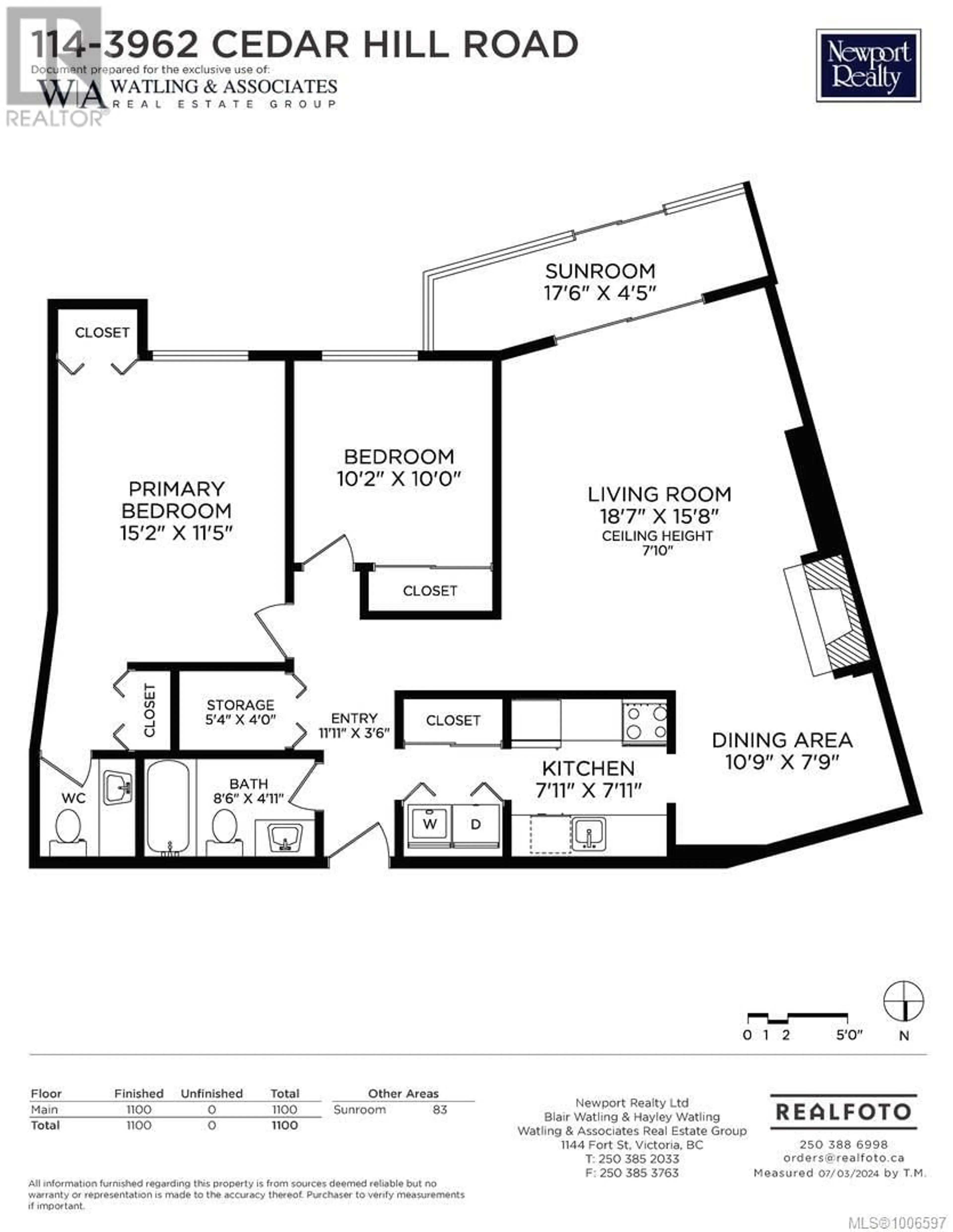 Floor plan for 114 - 3962 CEDAR HILL ROAD, Saanich British Columbia V8N3B8