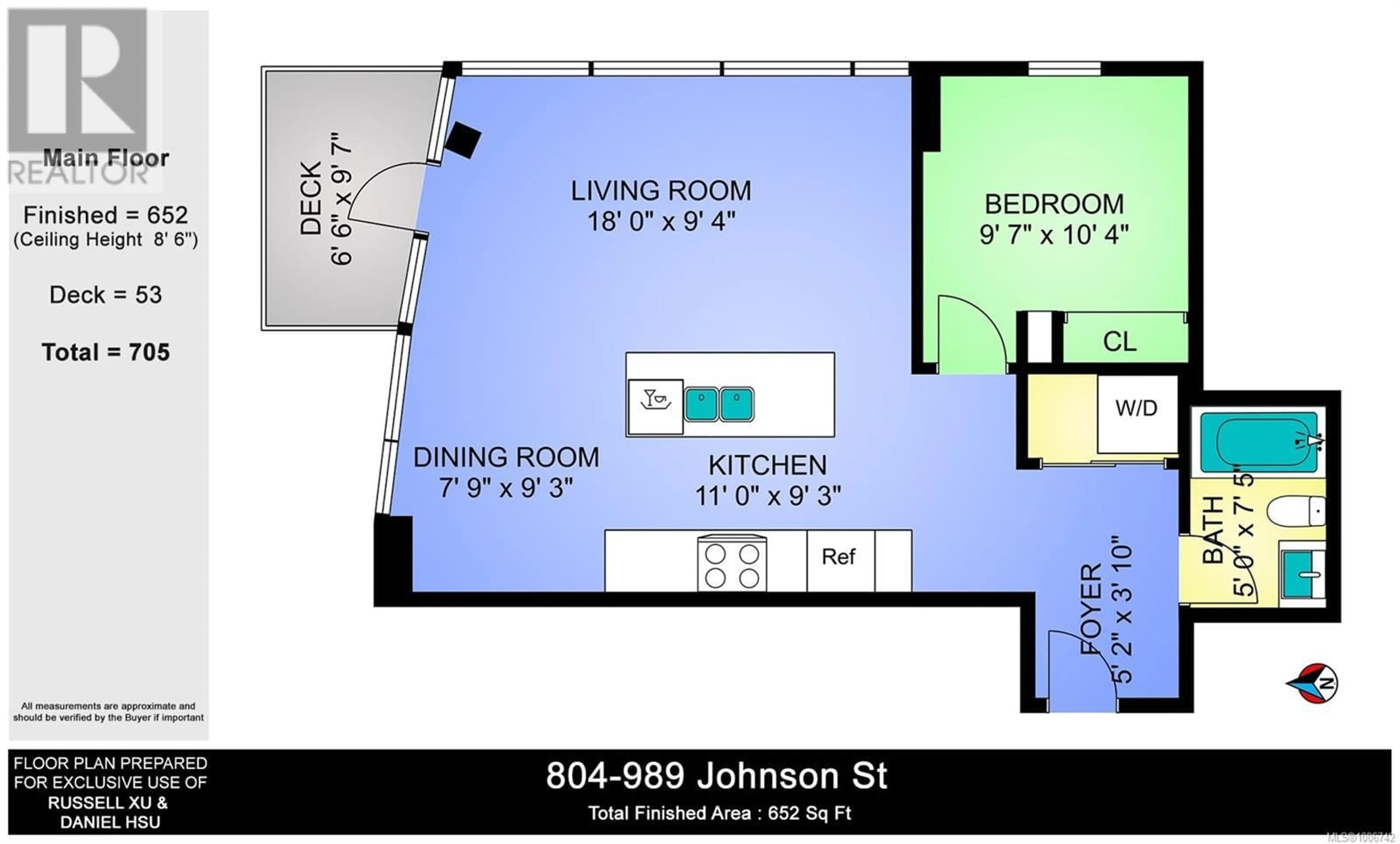 Floor plan for 804 - 989 JOHNSON STREET, Victoria British Columbia V8V0E3