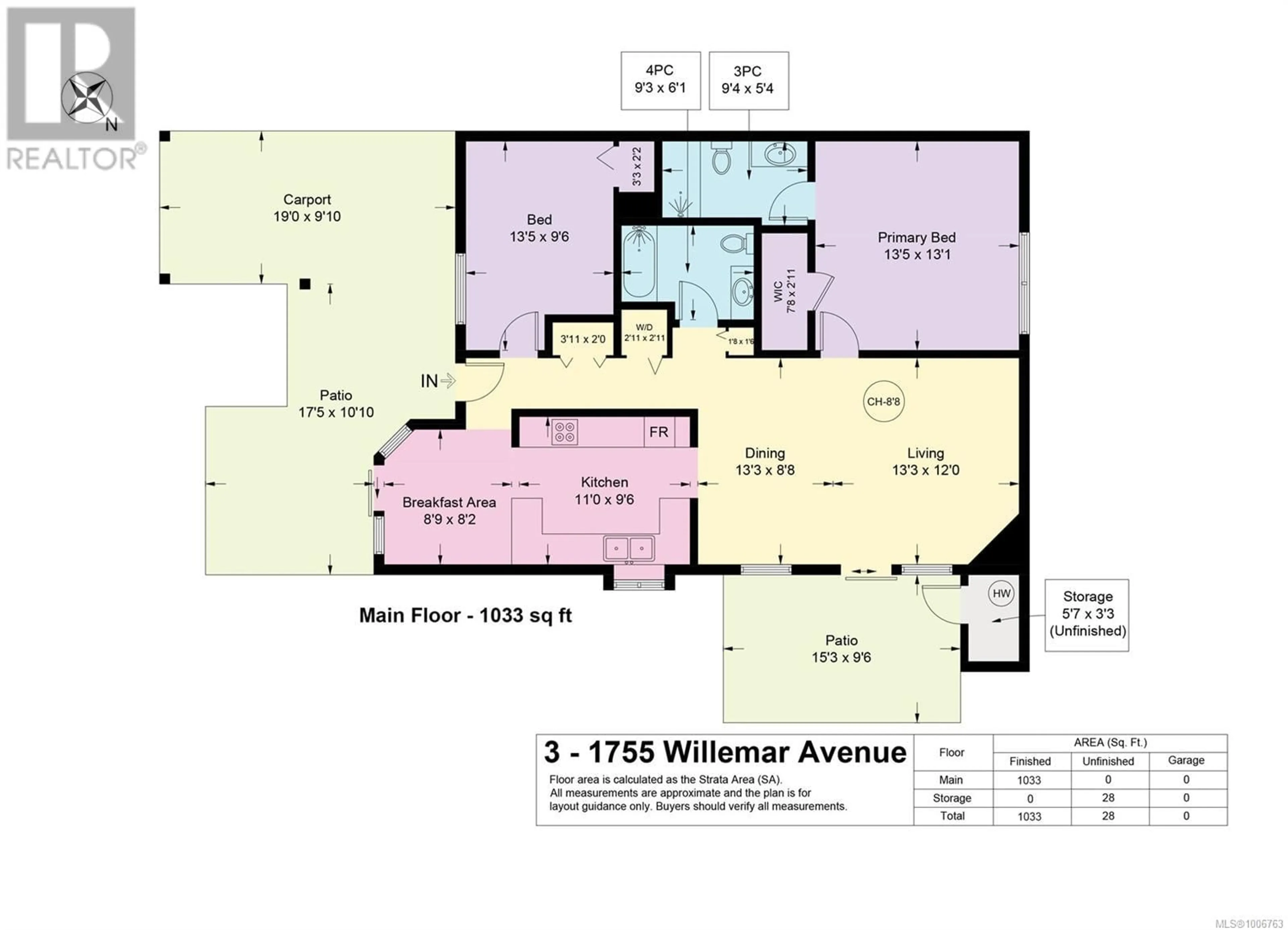 Floor plan for 3 - 1755 WILLEMAR AVENUE, Courtenay British Columbia V9M3M5